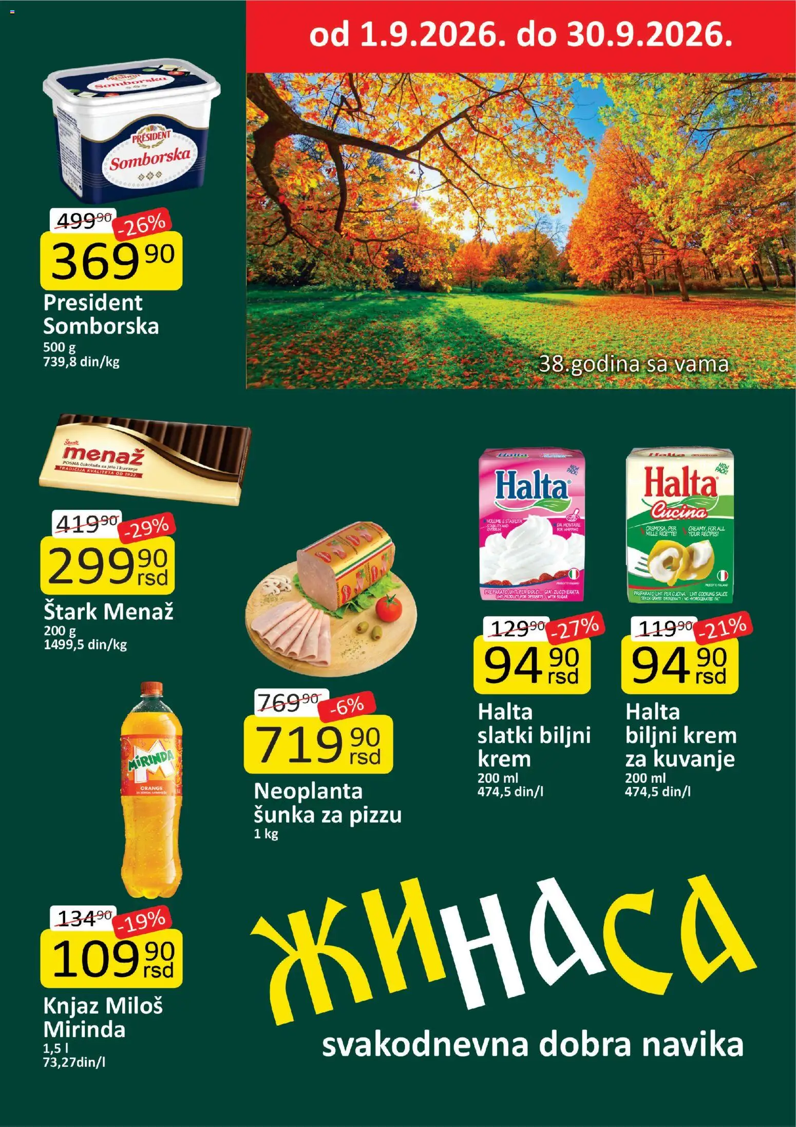 Pregled ŽINASA kataloga - važi od 01.09.2026