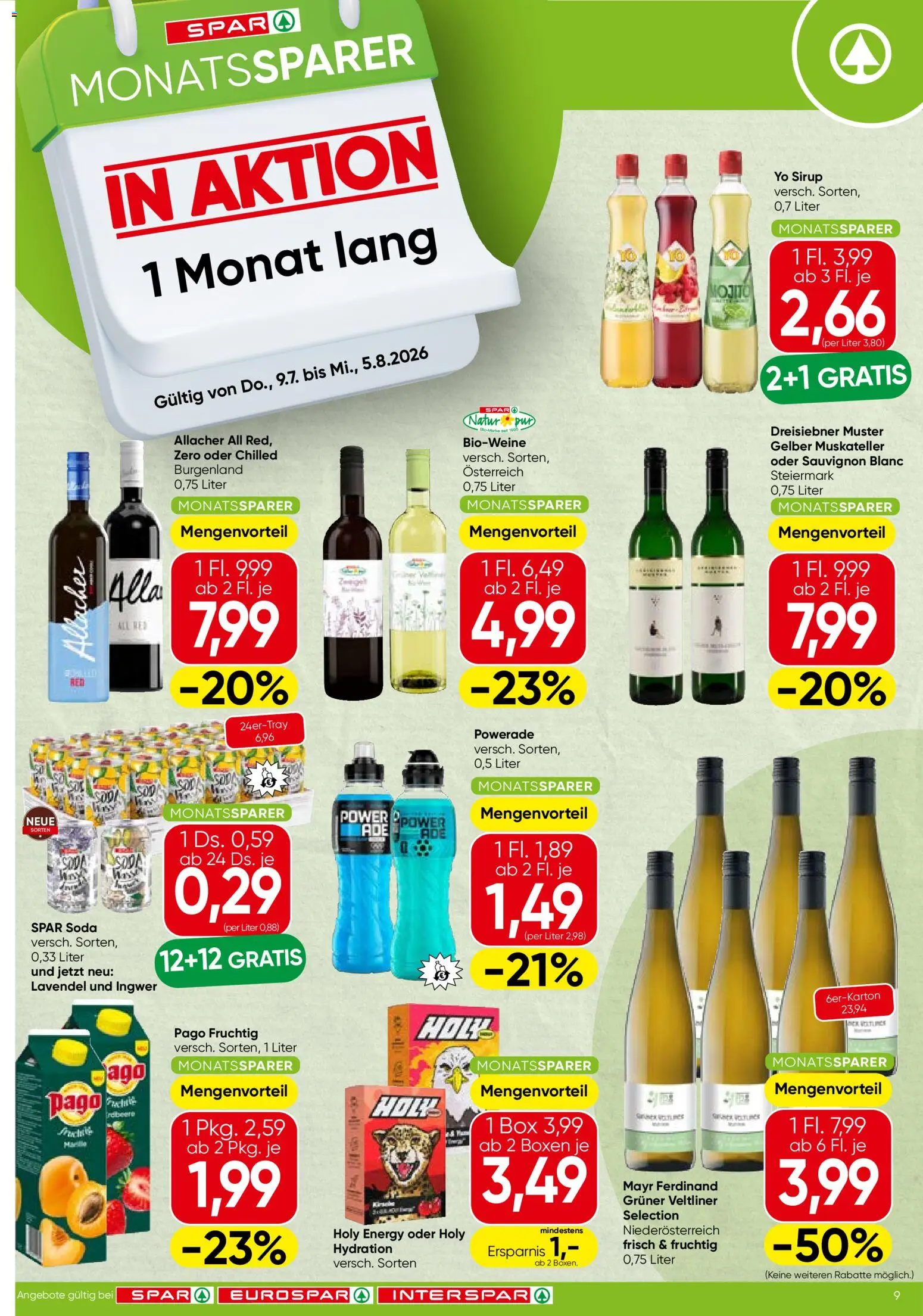 Vorschau der Angebote: Spar Spar Monatssparer gültig ab 09.07.2026 - Box