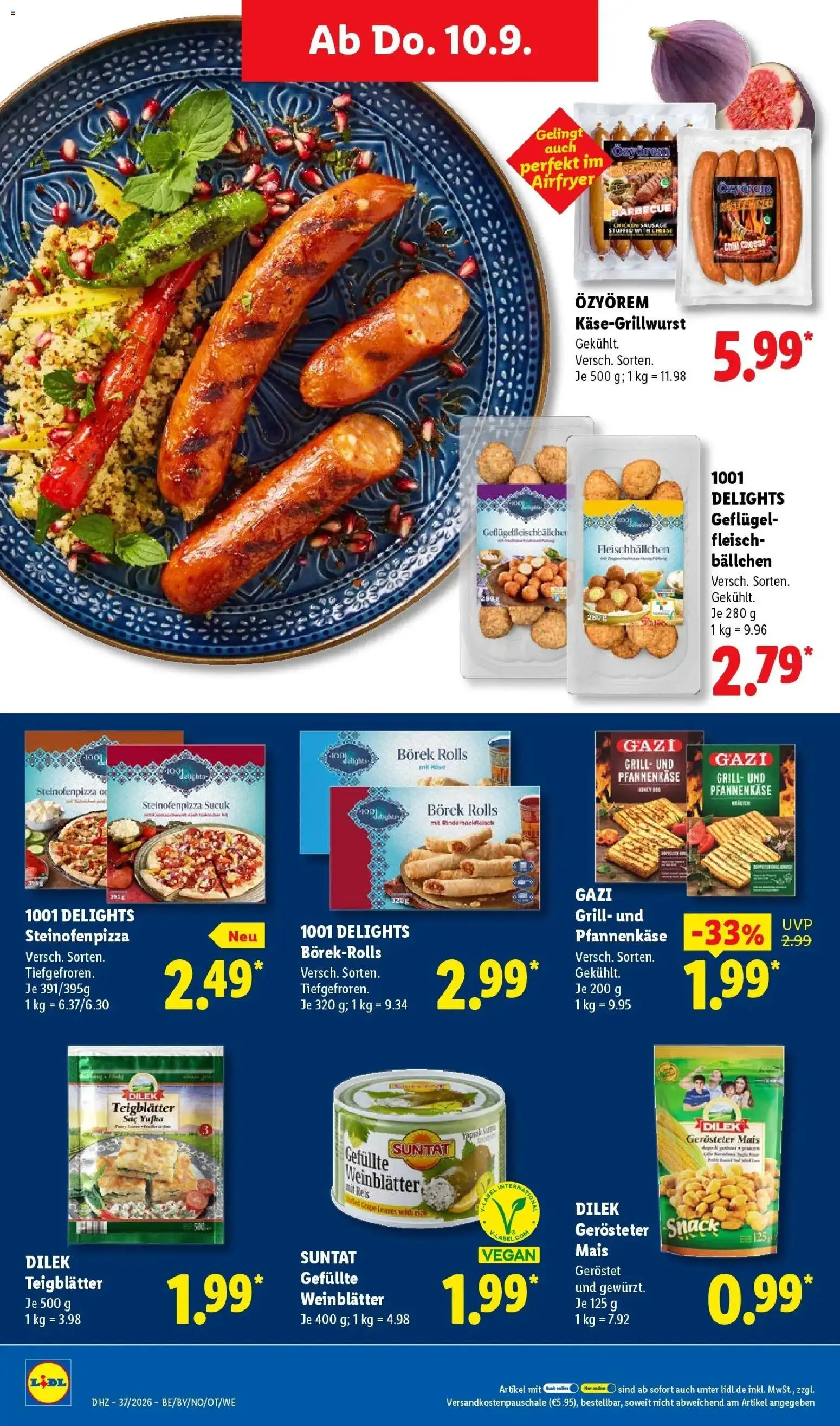 Vorschau von dem Prospekt des Geschäftes Lidl, gültig ab dem 07.09.2026 - Pizza, Grill, Fleisch, Reis, Mais, Chili