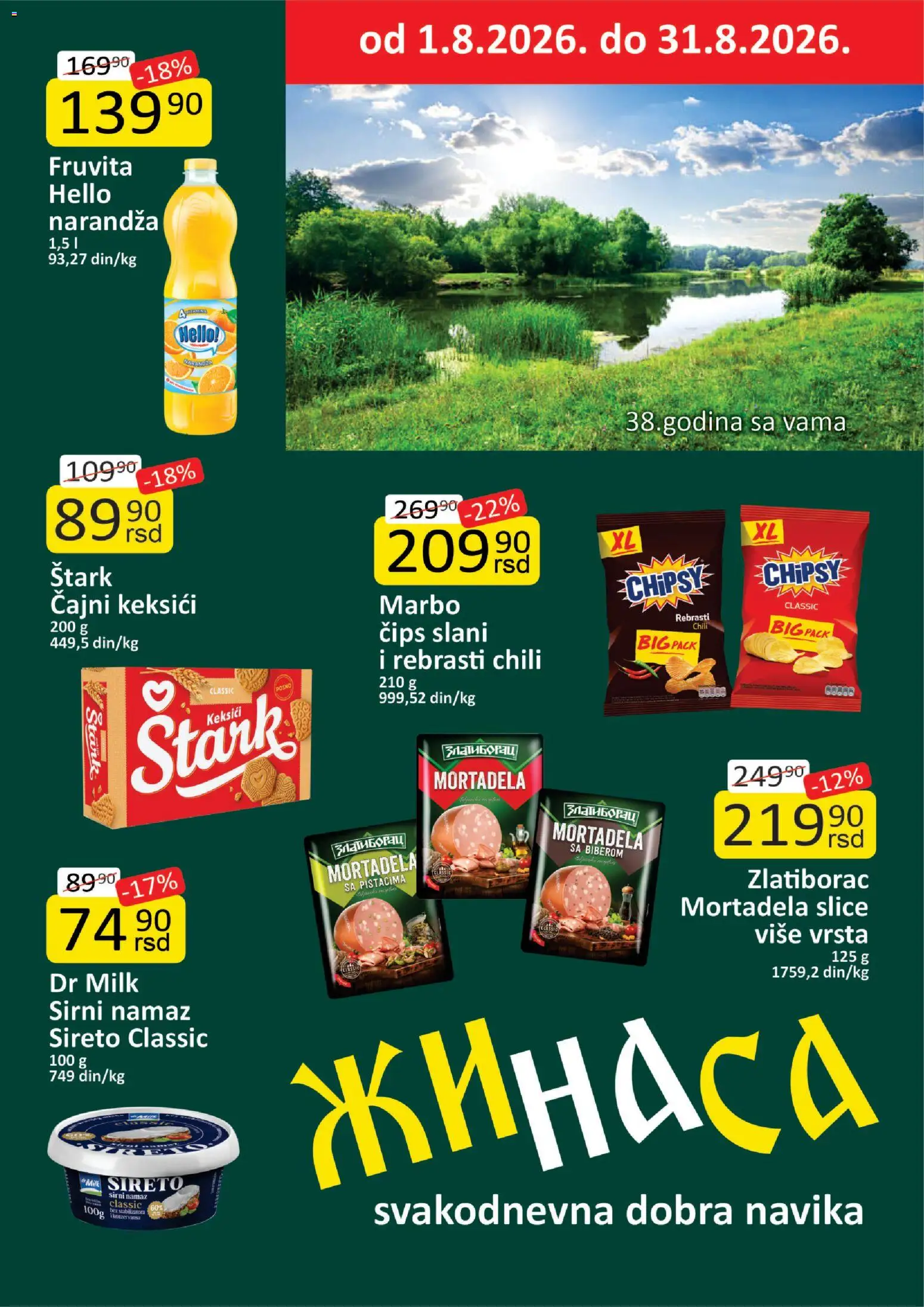 Pregled ŽINASA kataloga - važi od 01.08.2026 - Mortadela, Fruvita, Čips, Namaz