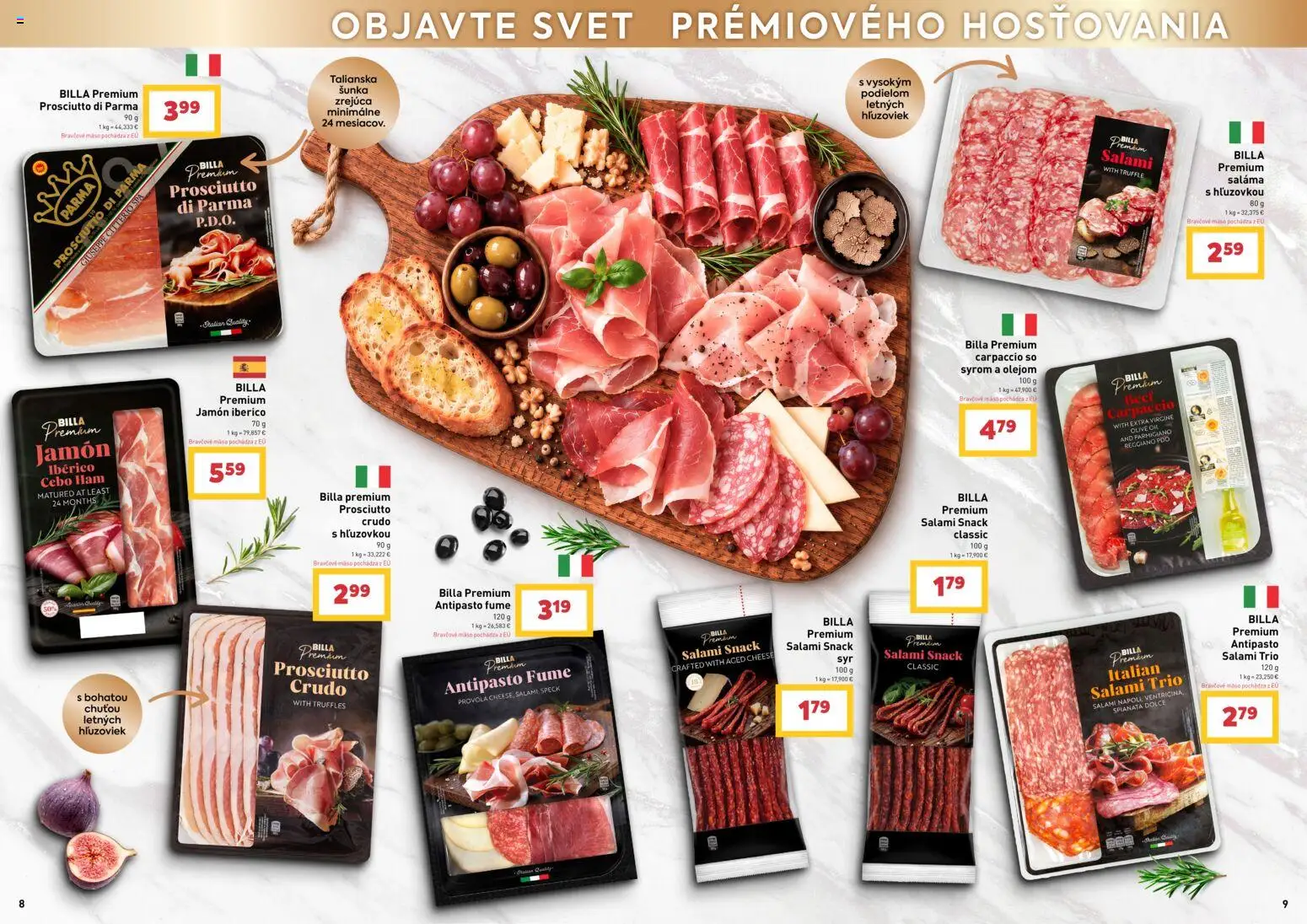 Náhľad Billa letáku platného od 21.10.2026 - Mäso, Syr, Prosciutto, Carpaccio, Šunka, Bravčové mäso, Prosciutto crudo, Saláma
