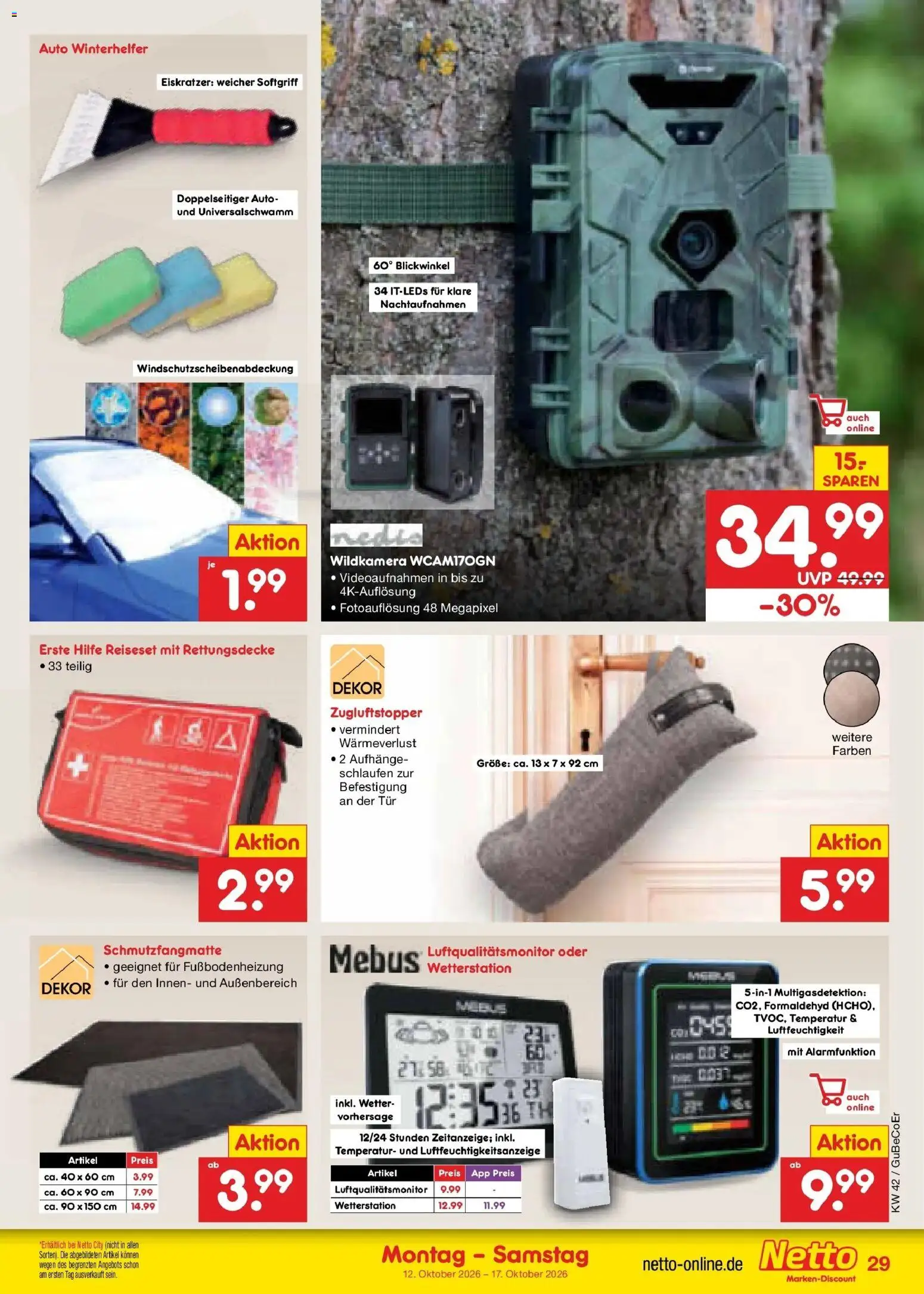 Vorschau von dem Prospekt des Geschäftes Netto Marken-Discount, gültig ab dem 12.10.2026 - Tür, Wetterstation, Schmutzfangmatte