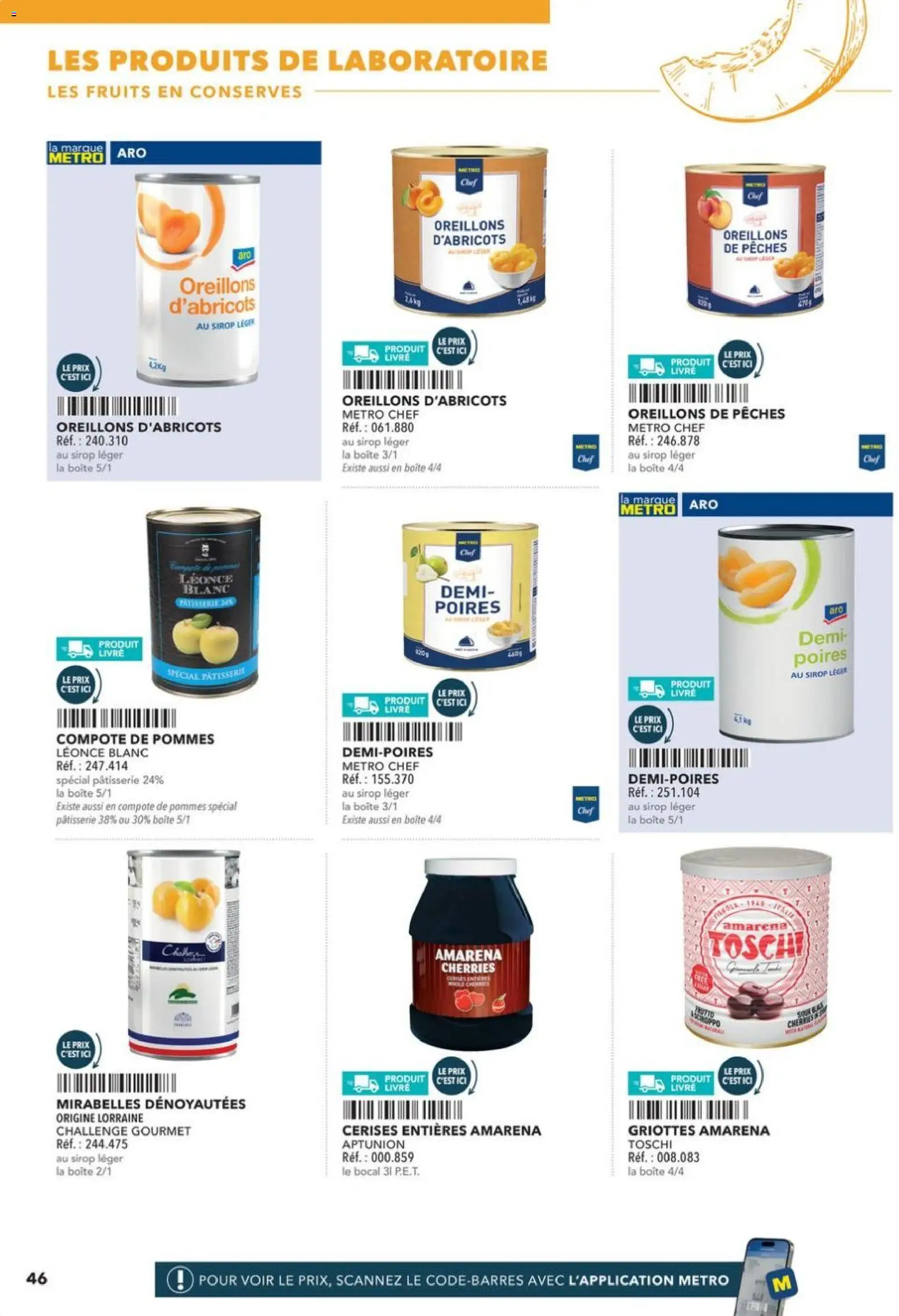 Prévisualisation de Boulangers Pâtissiers du magasin METRO formulaire valide 30/04/2026 - Livre, Fruits, Pêches, Poires, Compote de pommes, Sirop, Pommes, Conserves