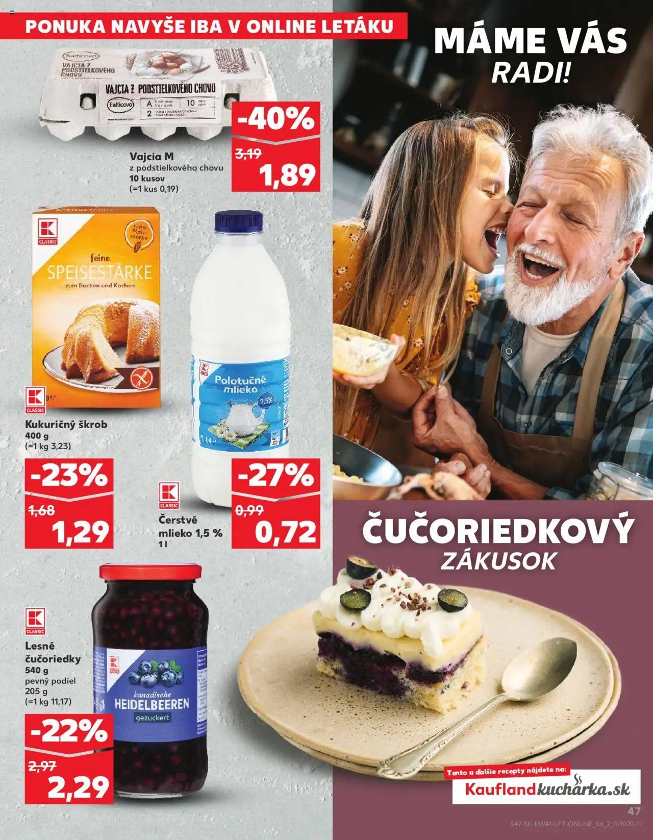 Náhľad Kaufland letáku platného od 09.10.2025 - Čučoriedky, Mlieko, Vajcia