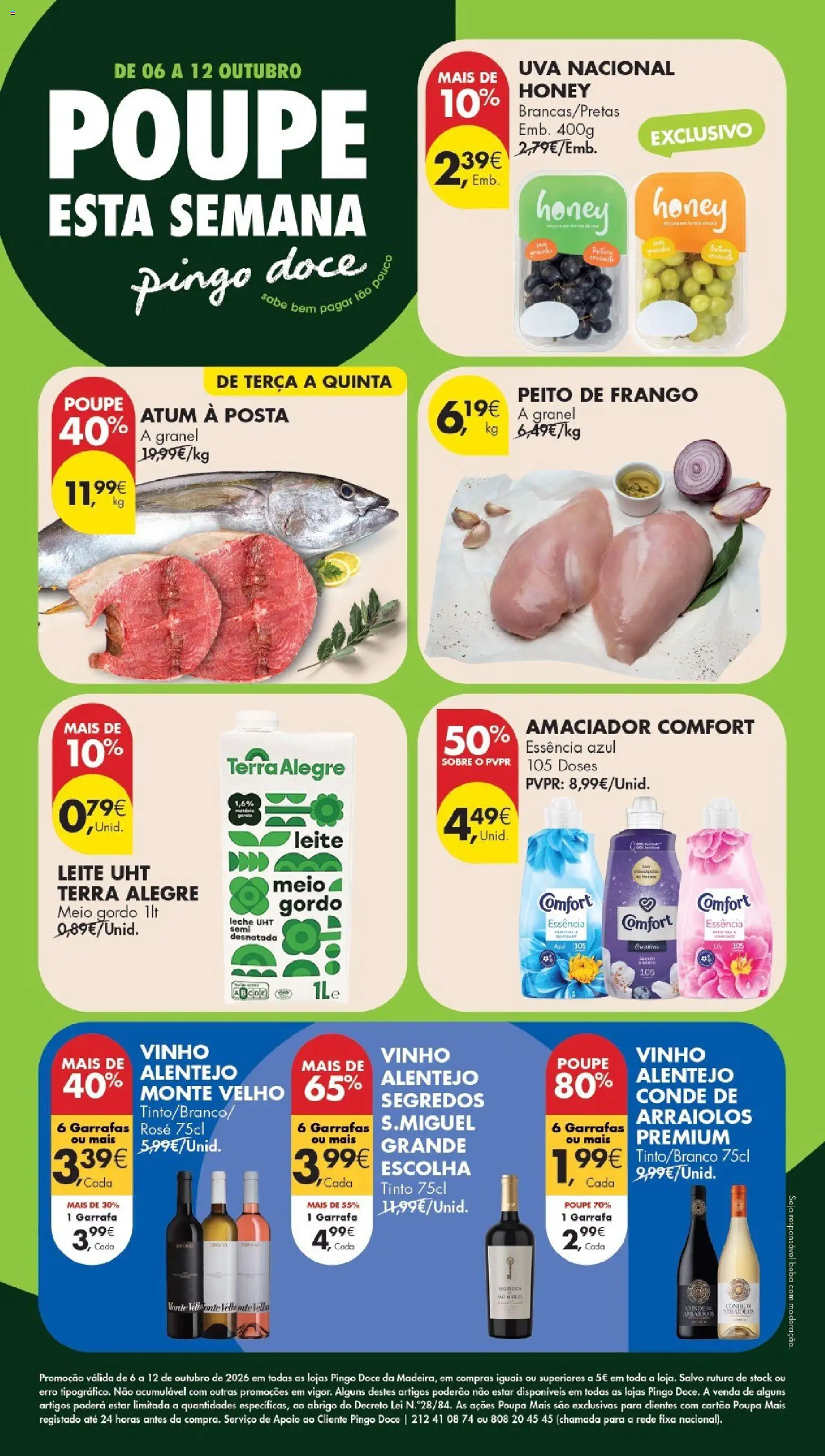 Pré-visualização do folheto da loja Pingo Doce válida a partir de 06/10/2026 - Vinho, Frango, Atum, Peito de frango, Leite, Leite UHT