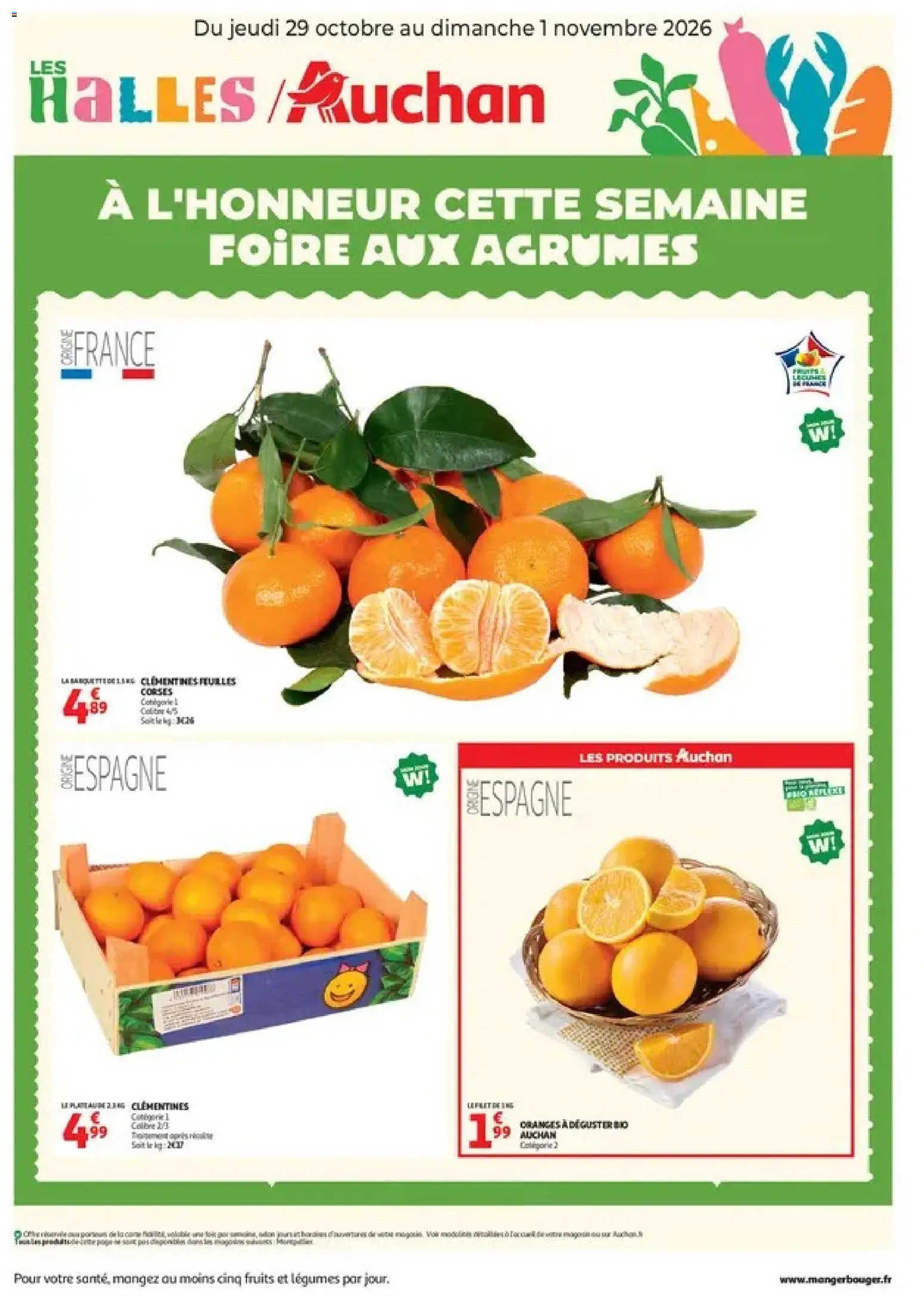 Prévisualisation de Auchan - Foire aux agrumes du magasin Auchan formulaire valide 29/10/2026 - Oranges, Fruits, Clementines, Plateau, Agrumes