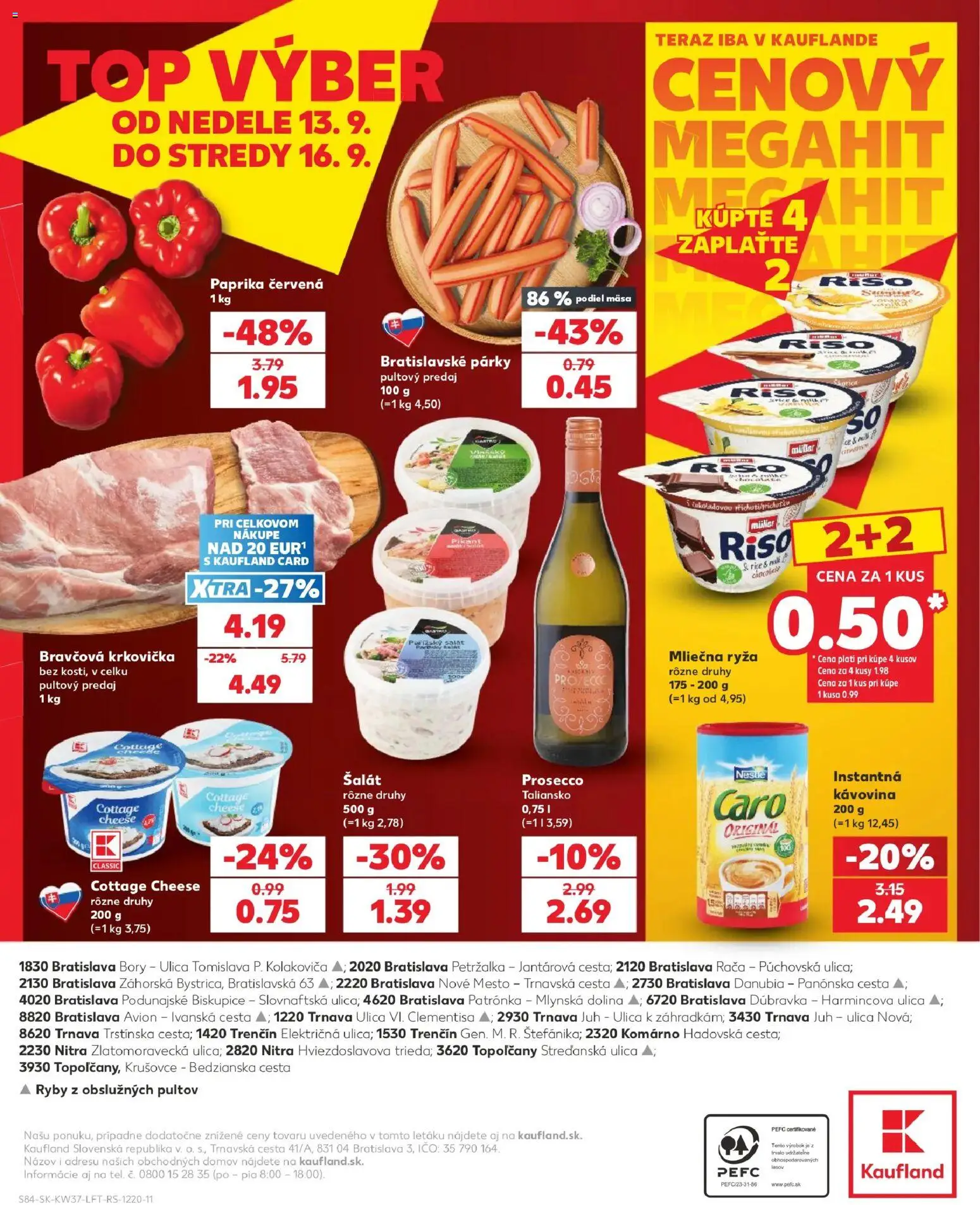 Náhľad Kaufland letáku platného od 10.09.2026 - Paprika, Prosecco, Šalát, Cottage cheese, Krkovička, Párky, Bravčová krkovička, Caro