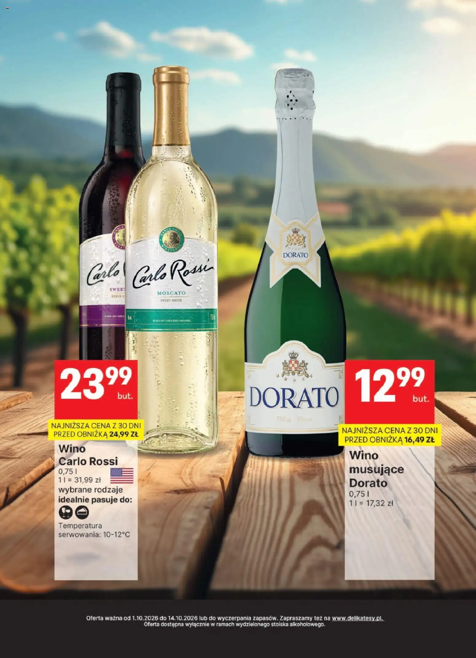 Pogląd gazetki "Delikatesy Centrum gazetka - DeliBarek" ze sklepu Delikatesy Centrum ważnej od 01.10.2026 - Wino, Carlo Rossi