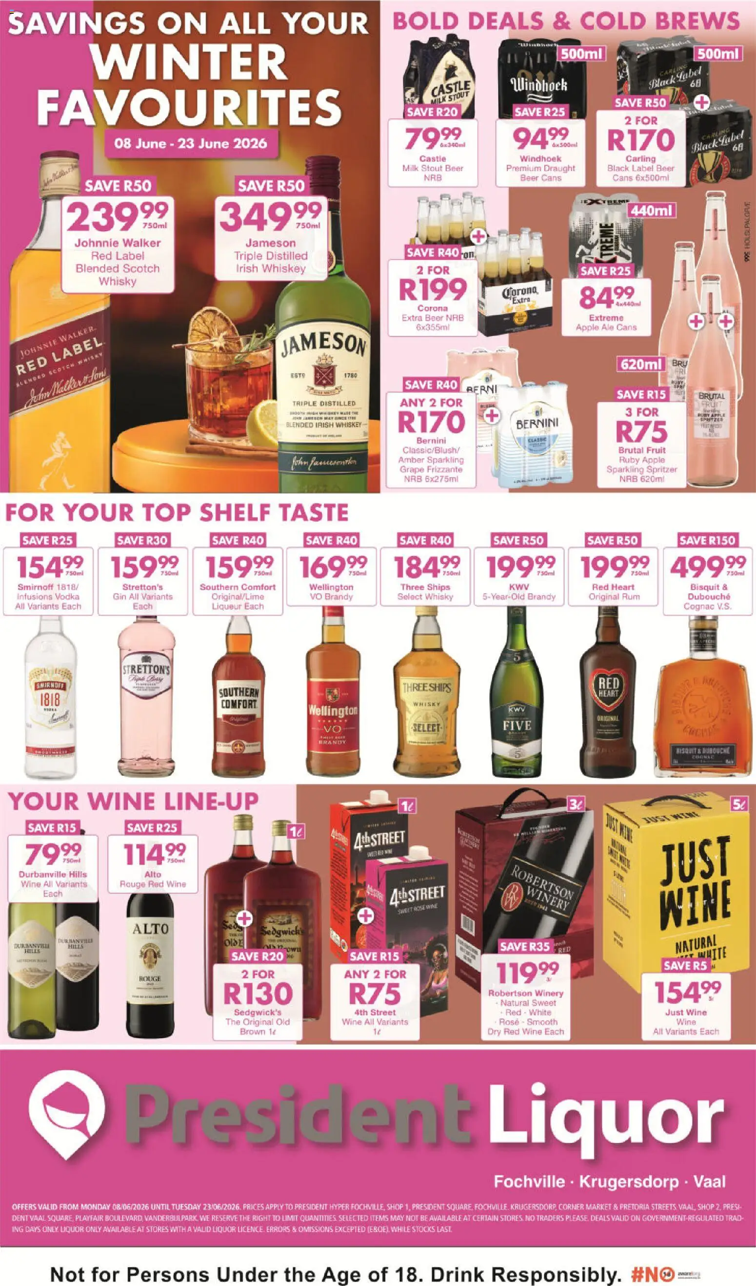 Preview of President Hyper flyer valid from 08/06/2026 - Wine, Whiskey, Brandy, Cognac, Shelf, Beer, Red Wine, Rose wine