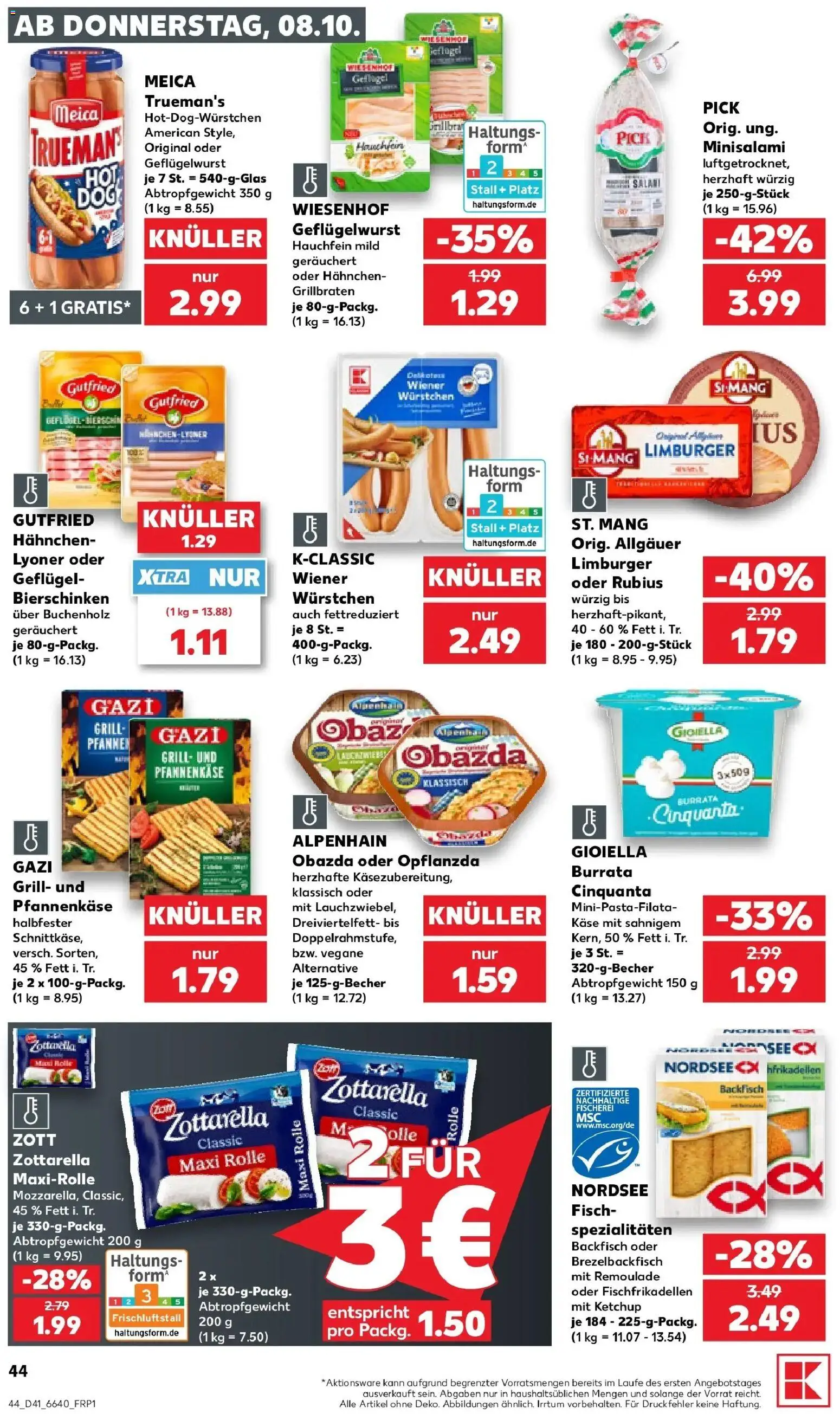 Vorschau von dem Prospekt des Geschäftes Kaufland, gültig ab dem 08.10.2026 - Burrata, Käse, Fisch, Grill, Ketchup, Spezialitäten, Meica, Hahnchen