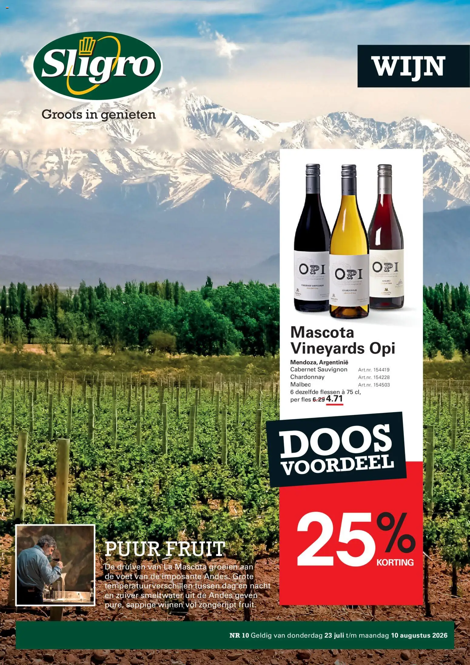 Voorbeeld van Sligro Folder Wijn van winkel Sligro geldig vanaf 23/07/2026 - La, Fruit, Wijn, Druiven, Fles