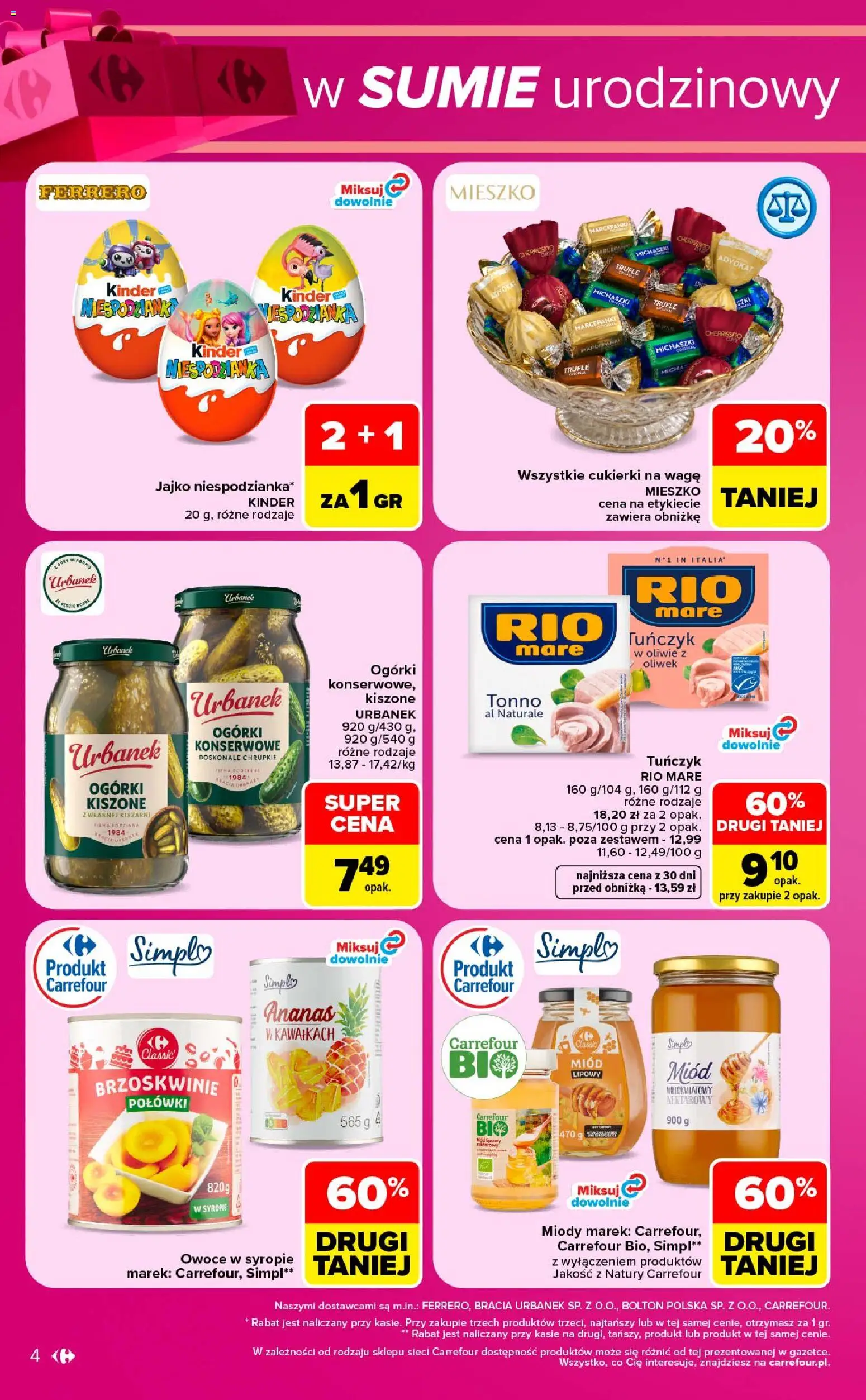 Pogląd gazetki "Carrefour gazetka - Weekend okazji" ze sklepu Carrefour ważnej od 15.10.2026 - Miód, Ananas, Brzoskwinie, Ogórki, Cukierki, Tuńczyk, Miód lipowy, Cukierki na wagę