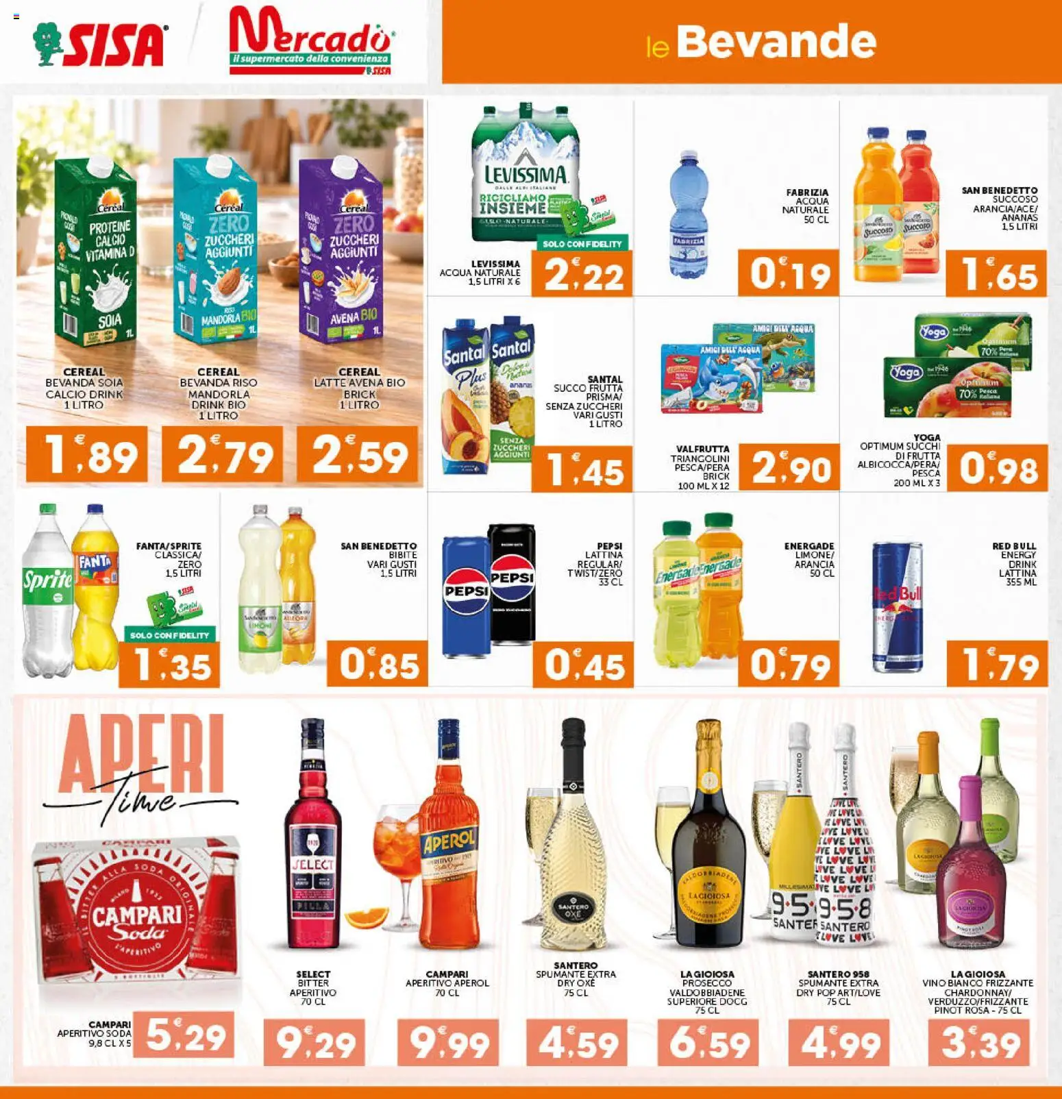 Anteprima dell'opuscolo SISA volantino Mercadò dal negozio SISA valido da 29/10/2026 - Campari, Latte, Prosecco, Frutta, Riso, Ananas, Pepsi, Acqua naturale
