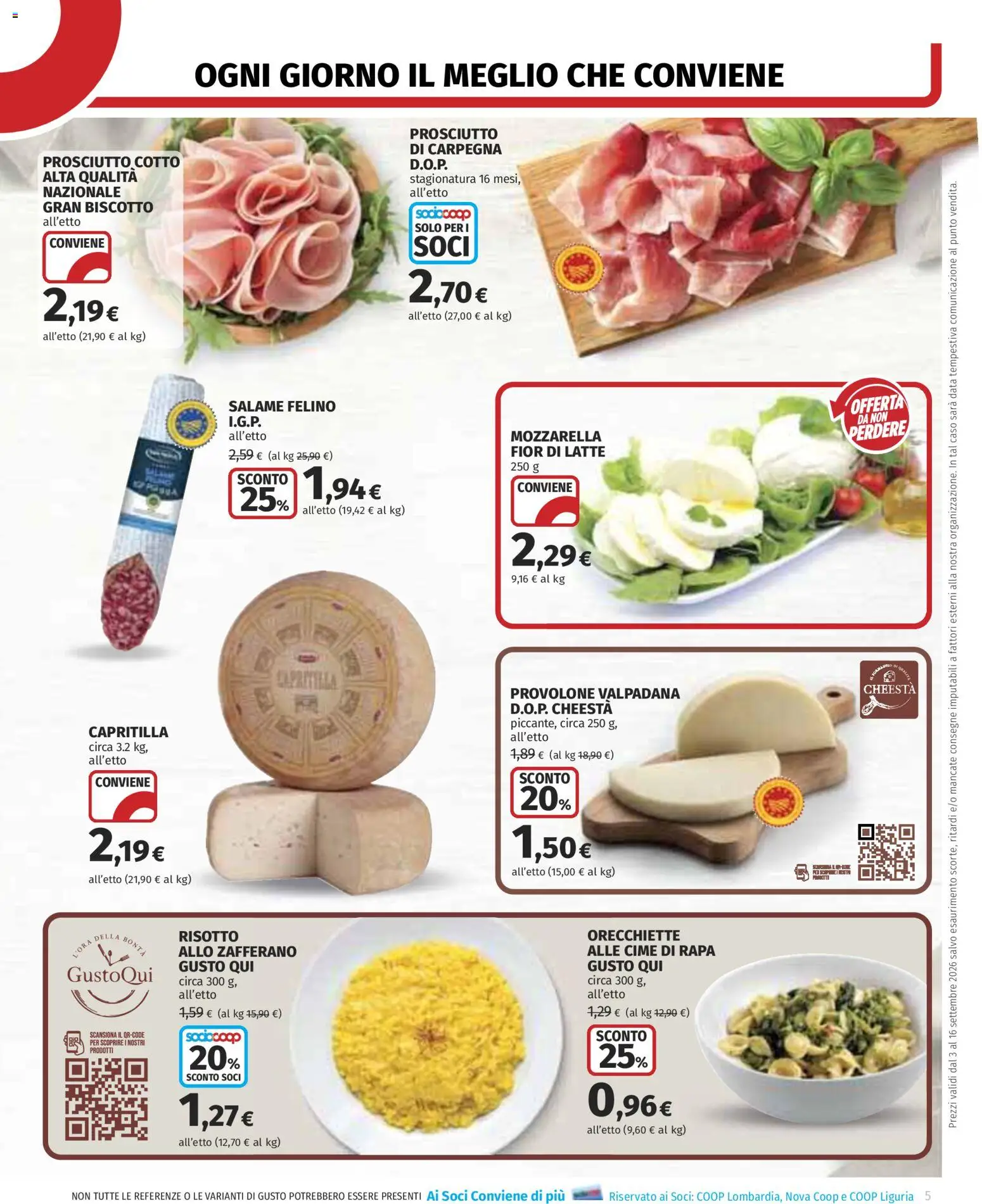 Anteprima dell'opuscolo COOP volantino Monza dal negozio COOP valido da 03/09/2026 - Latte, Mozzarella, Prosciutto, Prosciutto Cotto, Orecchiette, Salame, Data, Provolone