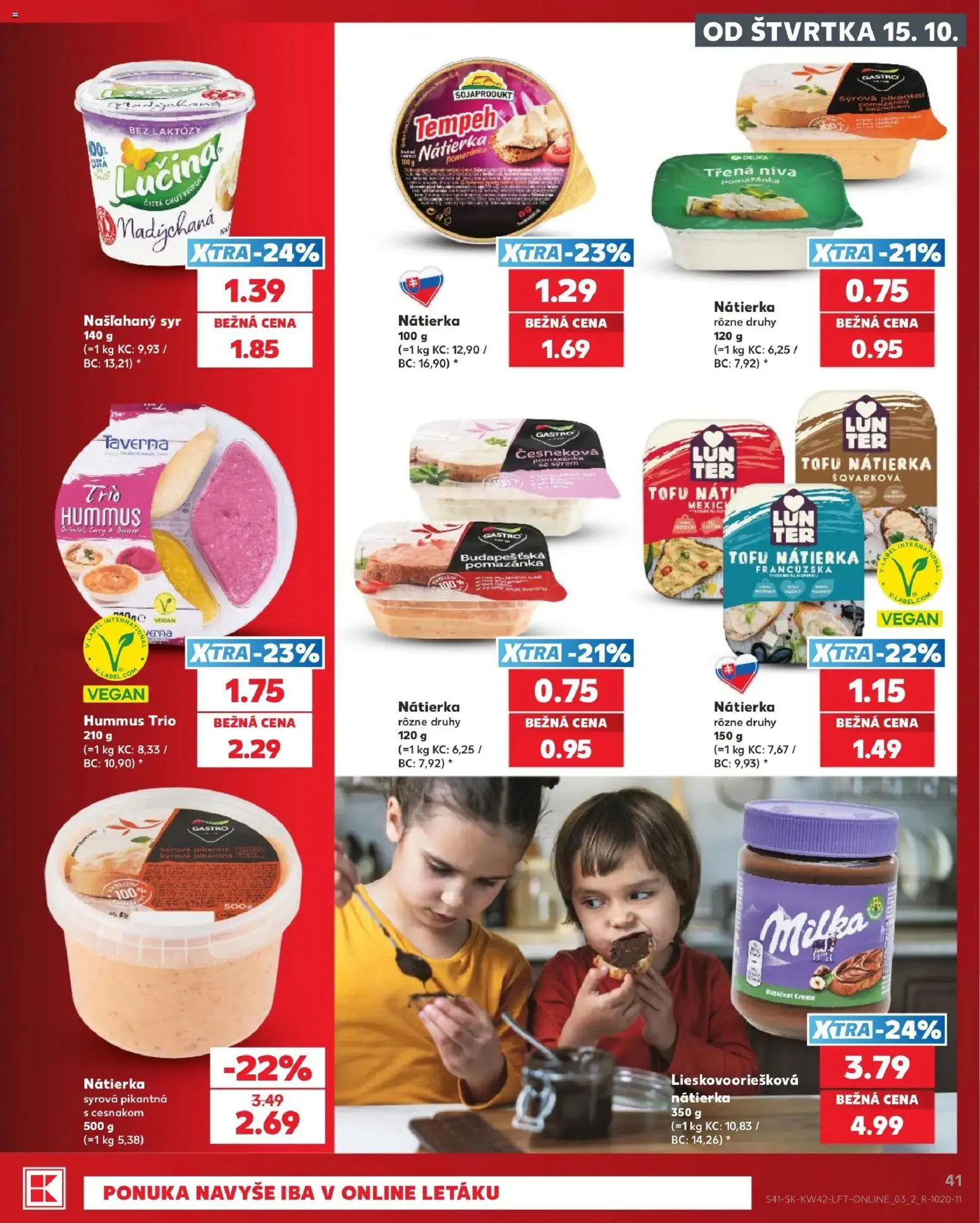 Náhľad Kaufland letáku platného od 15.10.2026 - Syr, Tempeh, Tofu, Hummus, Niva, Nátierka