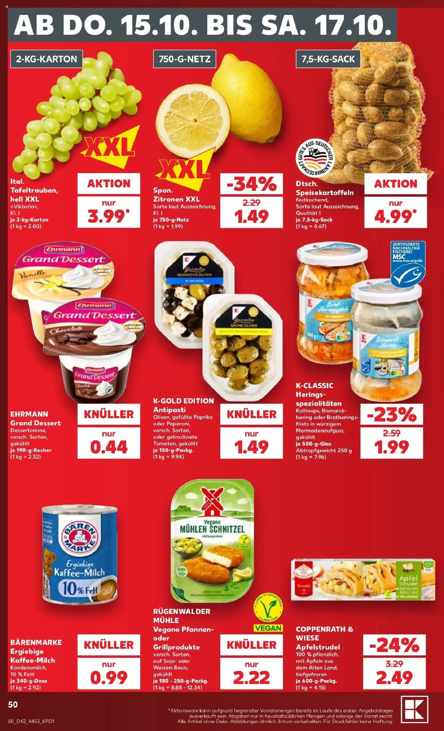 Vorschau von dem Prospekt des Geschäftes Kaufland, gültig ab dem 12.10.2026 - Schnitzel, Äpfel, Paprika, Zitronen, Mühle, Vanille, Spezialitäten, Ehrmann grand dessert