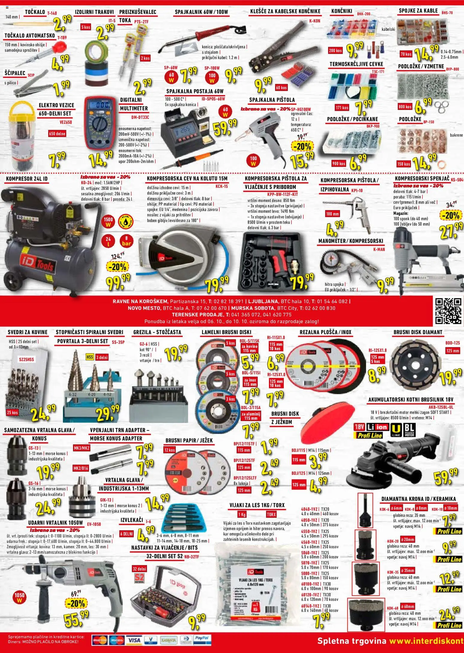 Predogled kataloga iz trgovine Inter Diskont veljaven od 06.10.2026 - Kos, Adapter, Vrtalnik, Disk, Kabel, Brusilnik, Svedri