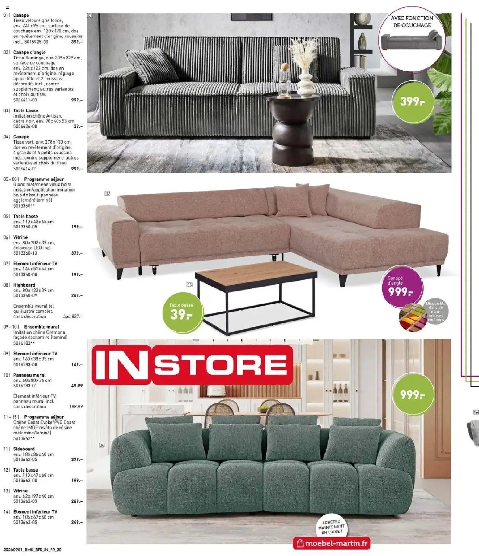 Prévisualisation de Möbel Martin: Offres hebdomadaires du magasin Möbel Martin formulaire valide 01/09/2026 - Canapé, Store, Décoration, Table, Cadre, Vitrine, Éclairage, Canapé d’angle