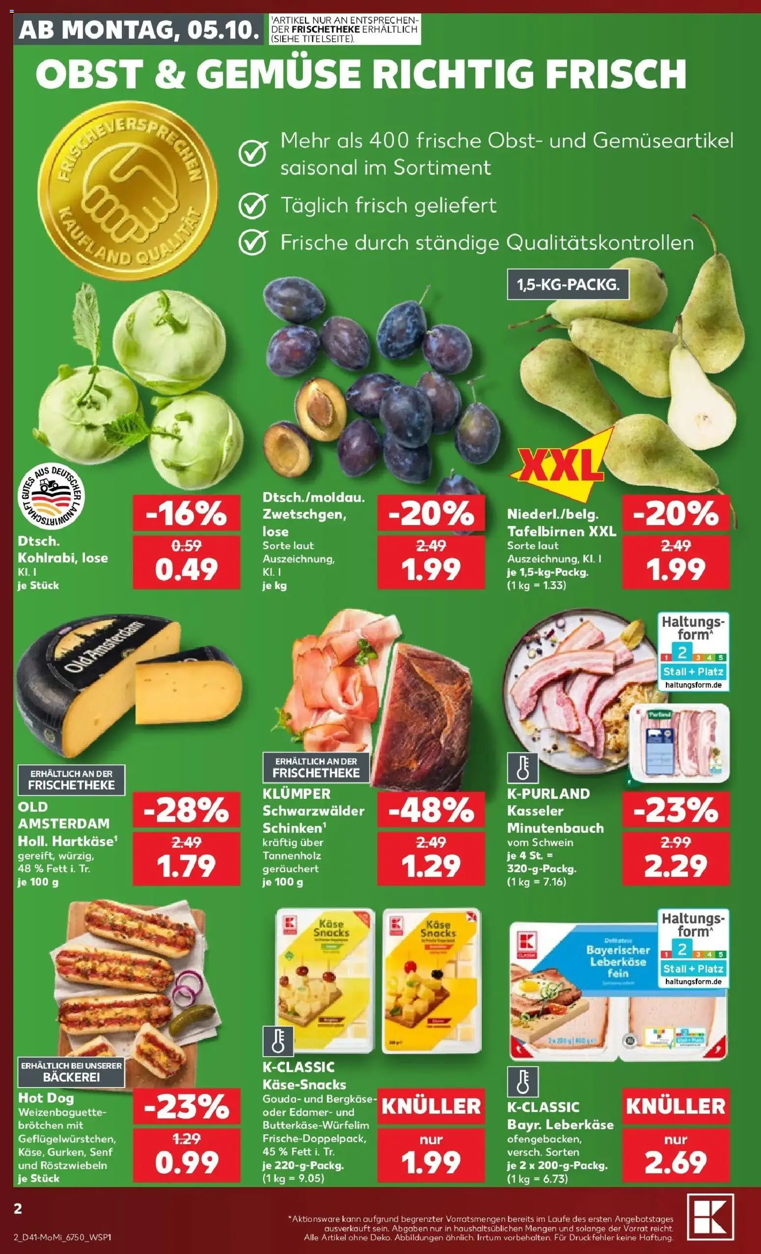 Vorschau von dem Prospekt des Geschäftes Kaufland, gültig ab dem 05.10.2026 - Bäckerei, Käse, Gemüse, Obst, Gouda, Edamer, Leberkase