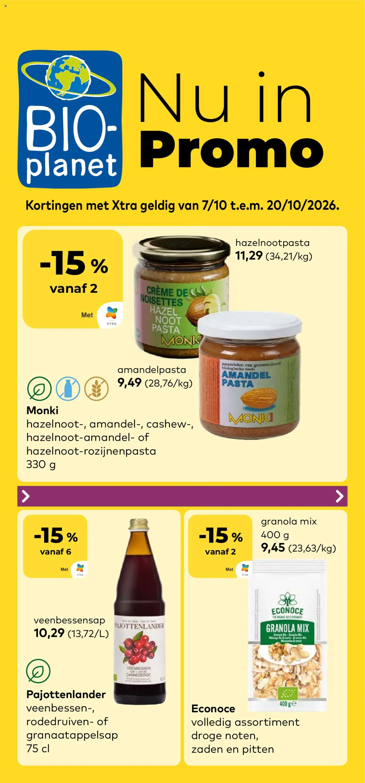 Voorbeeld van BioPlanet Folder van winkel BioPlanet geldig vanaf 07/10/2026 - Pasta, Crème, Veenbessen, Pitten