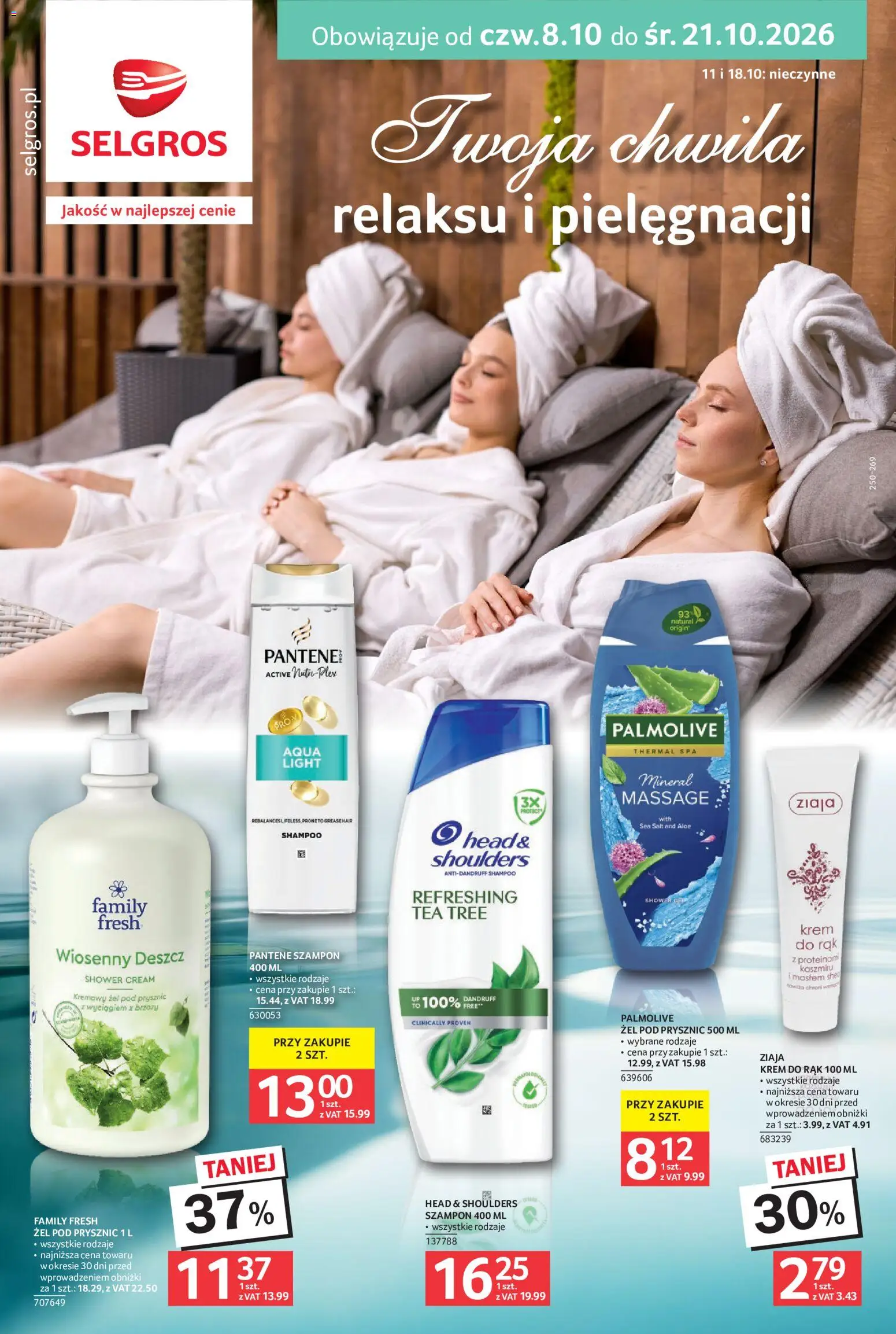 Pogląd gazetki "Selgros cash&carry gazetka - Uroda" ze sklepu Selgros cash&carry ważnej od 08.10.2026 - Prysznic, Krem, Szampon, Krem do rąk, Żel pod prysznic, Head & Shoulders