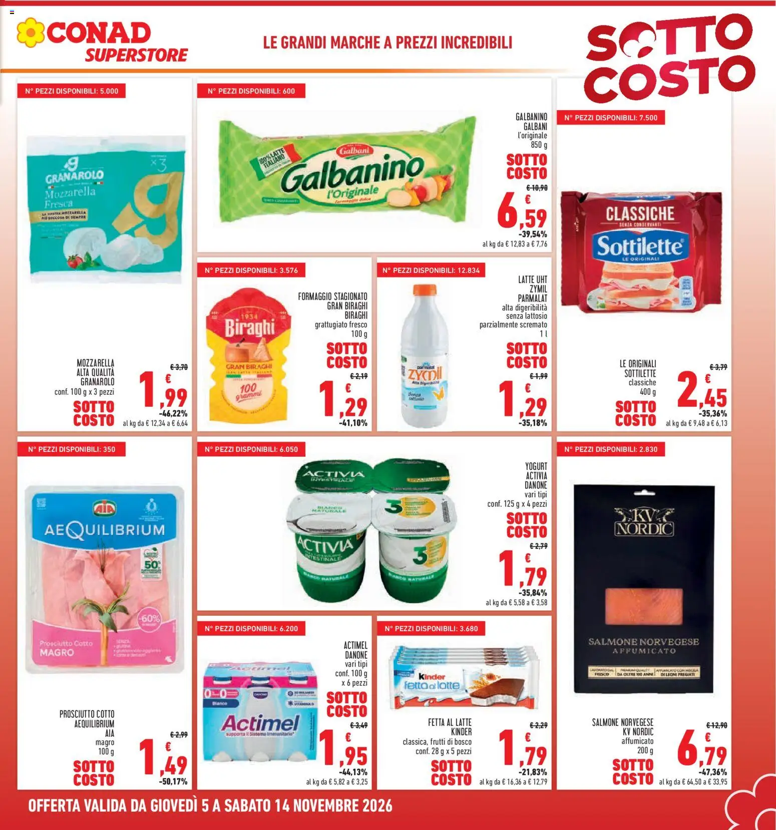 Anteprima dell'opuscolo Conad volantino Superstore Lazio dal negozio Conad valido da 05/11/2026 - Latte, Formaggio, Yogurt, Salmone, Mozzarella, Prosciutto, Prosciutto Cotto, Senza lattosio