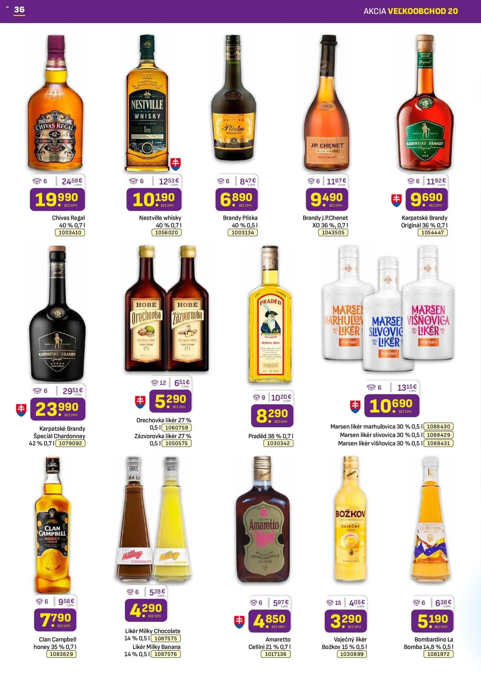 Náhľad Libex letáku platného od 05.10.2026 - Regál, Bombardino, Whisky, Brandy, Chivas Regal, Vaječný likér, Karpatské brandy, Božkov