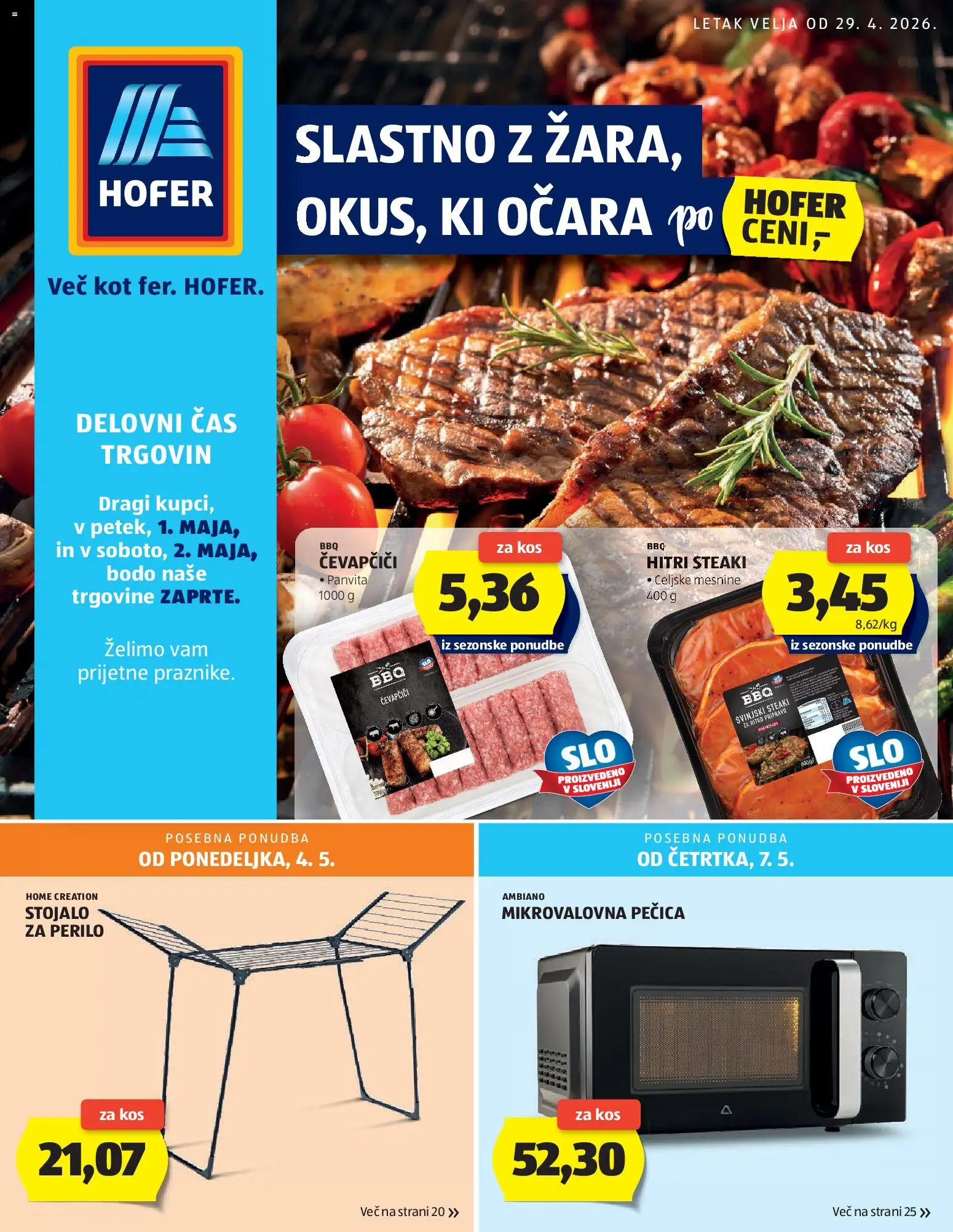 Predogled kataloga iz trgovine Hofer veljaven od 29.04.2026 - Čevapčiči, Kos, Pecica, Mikrovalovna pecica