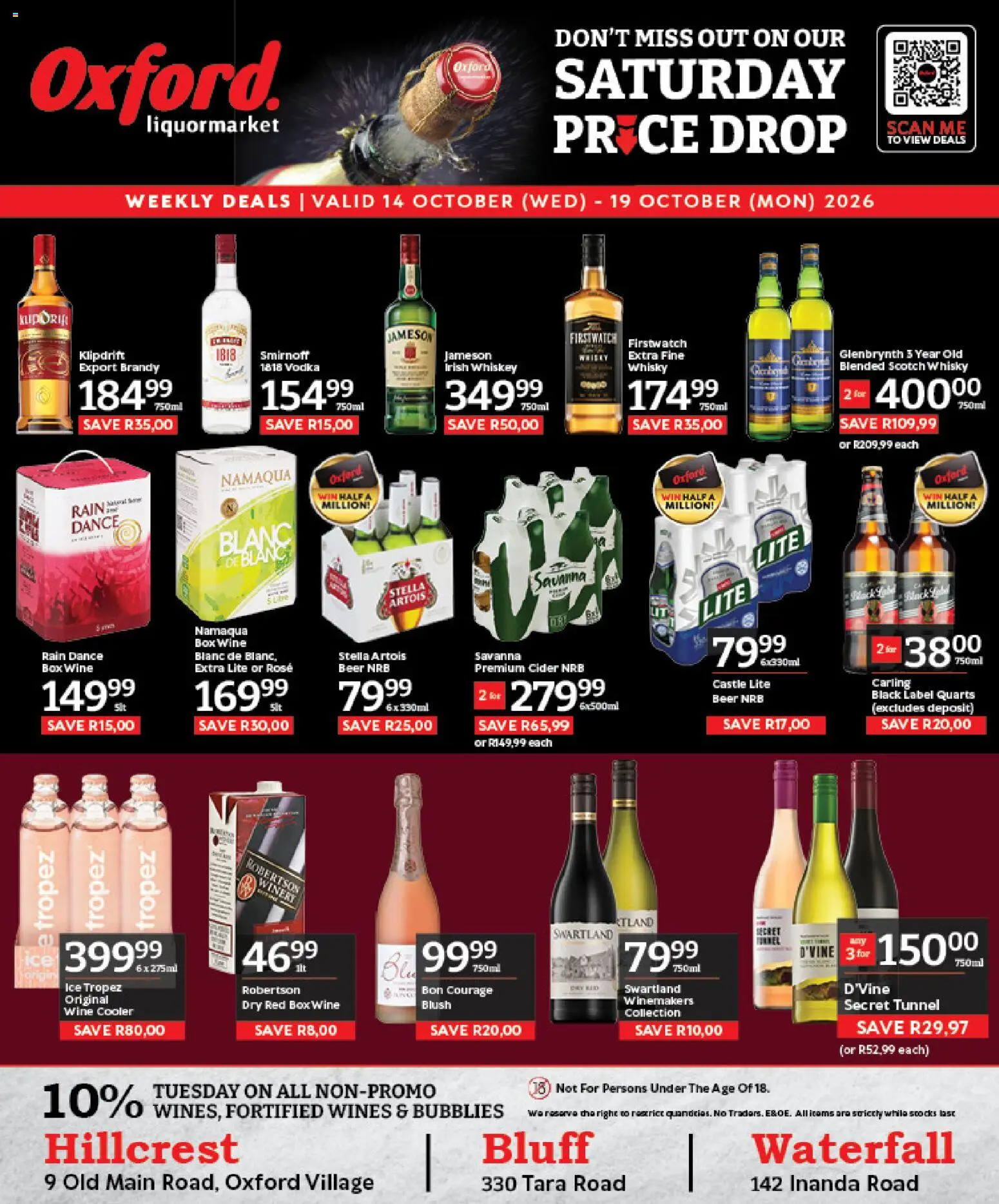 Preview of Oxford Freshmarket flyer valid from 14/10/2026 - Wine, Whiskey, Box, Brandy, Cider, Beer, Blush, Cooler