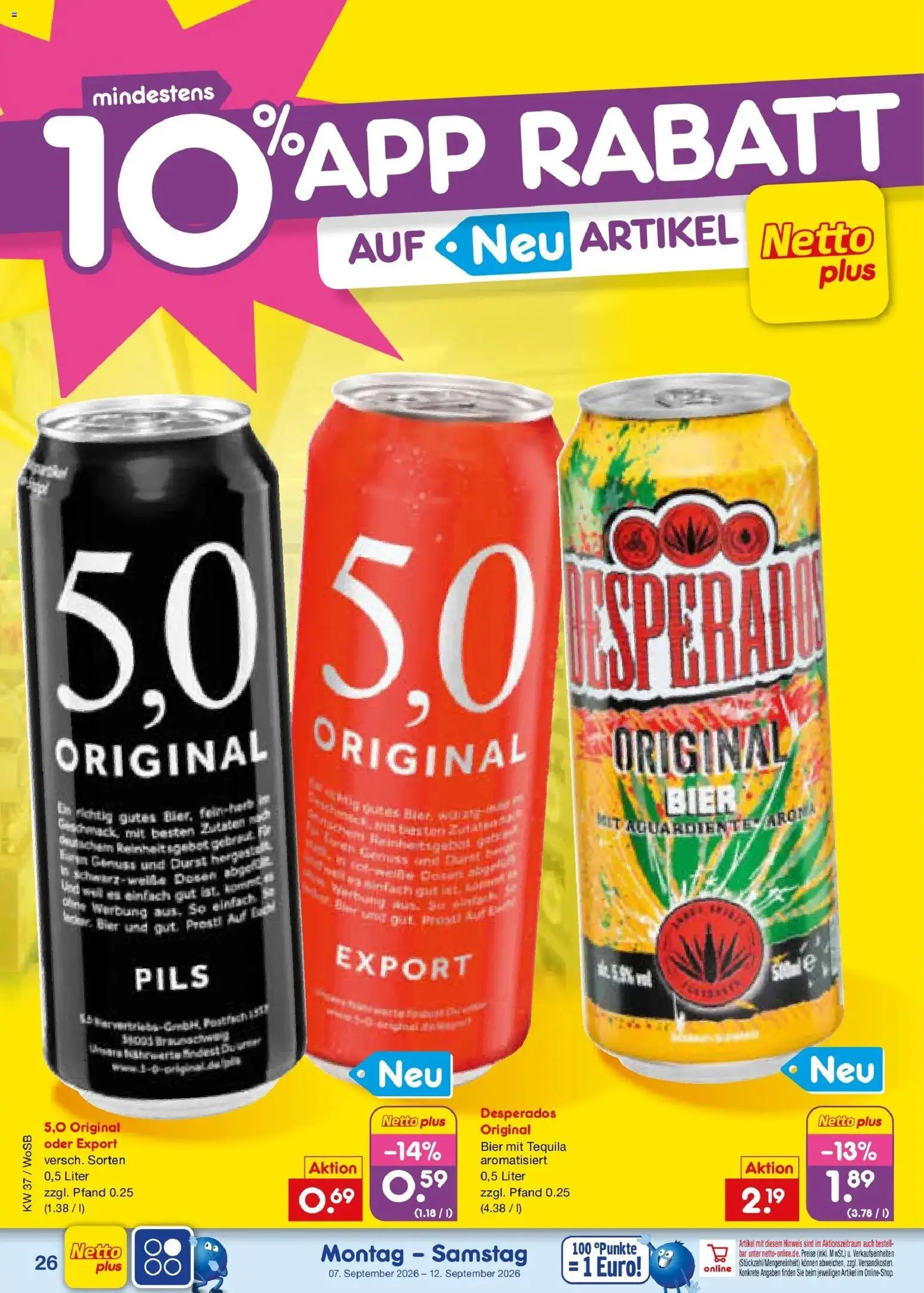 Vorschau von dem Prospekt des Geschäftes Netto Marken-Discount, gültig ab dem 07.09.2026 - Bier, Tequila, Desperados, Pils