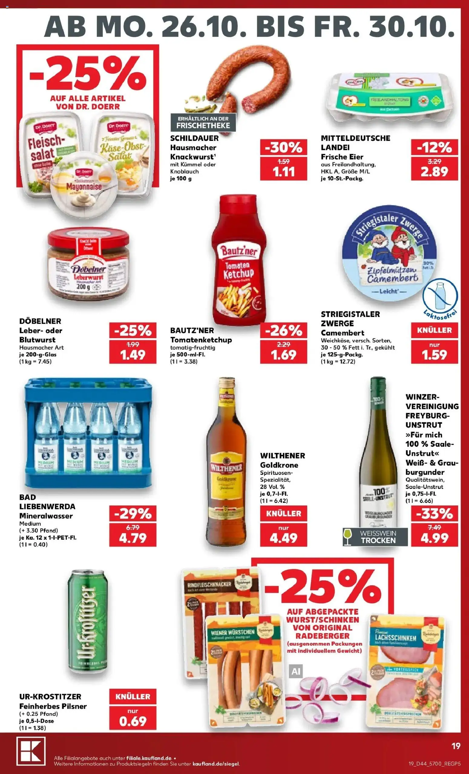 Vorschau von dem Prospekt des Geschäftes Kaufland, gültig ab dem 26.10.2026 - Salat, Eier, Ketchup, Gewicht, Weißwein, Weißwein trocken, Wilthener, Wiener wurstchen