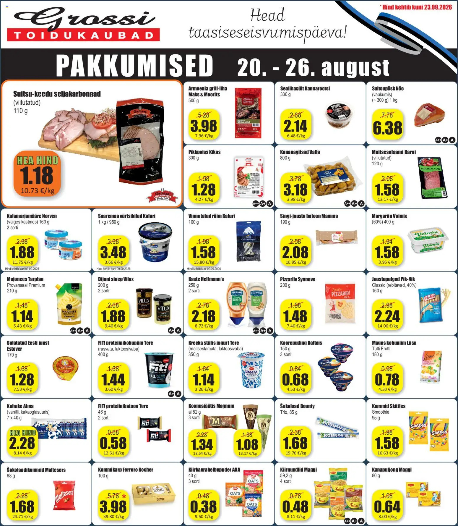 Grossi Toidukaubad kliendilehe eelvaade alates 20.07.2026
