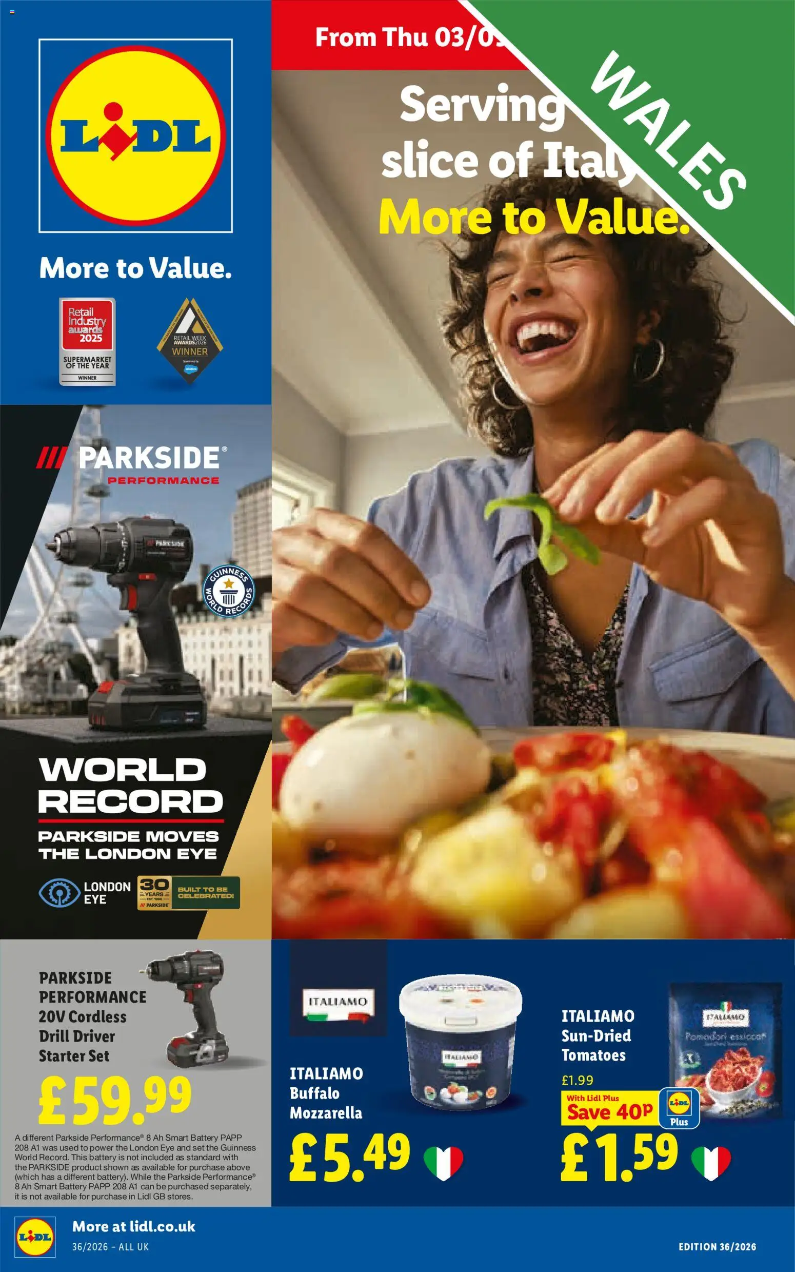 Preview of Lidl Weekly offers Lidl Wales valid from 03/09/2026 - Battery, Tomatoes, Drill, Mozzarella