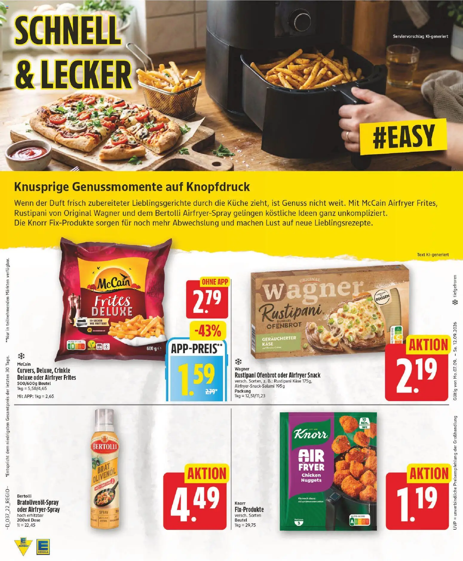 Vorschau von dem Prospekt des Geschäftes Edeka, gültig ab dem 07.09.2026 - Küche, Käse, Knorr, Duft, McCain, Olivenol