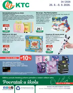 Pregled letka KTC Katalog igračke i tekstil trgovine KTC vrijedi od 26.08.2026
