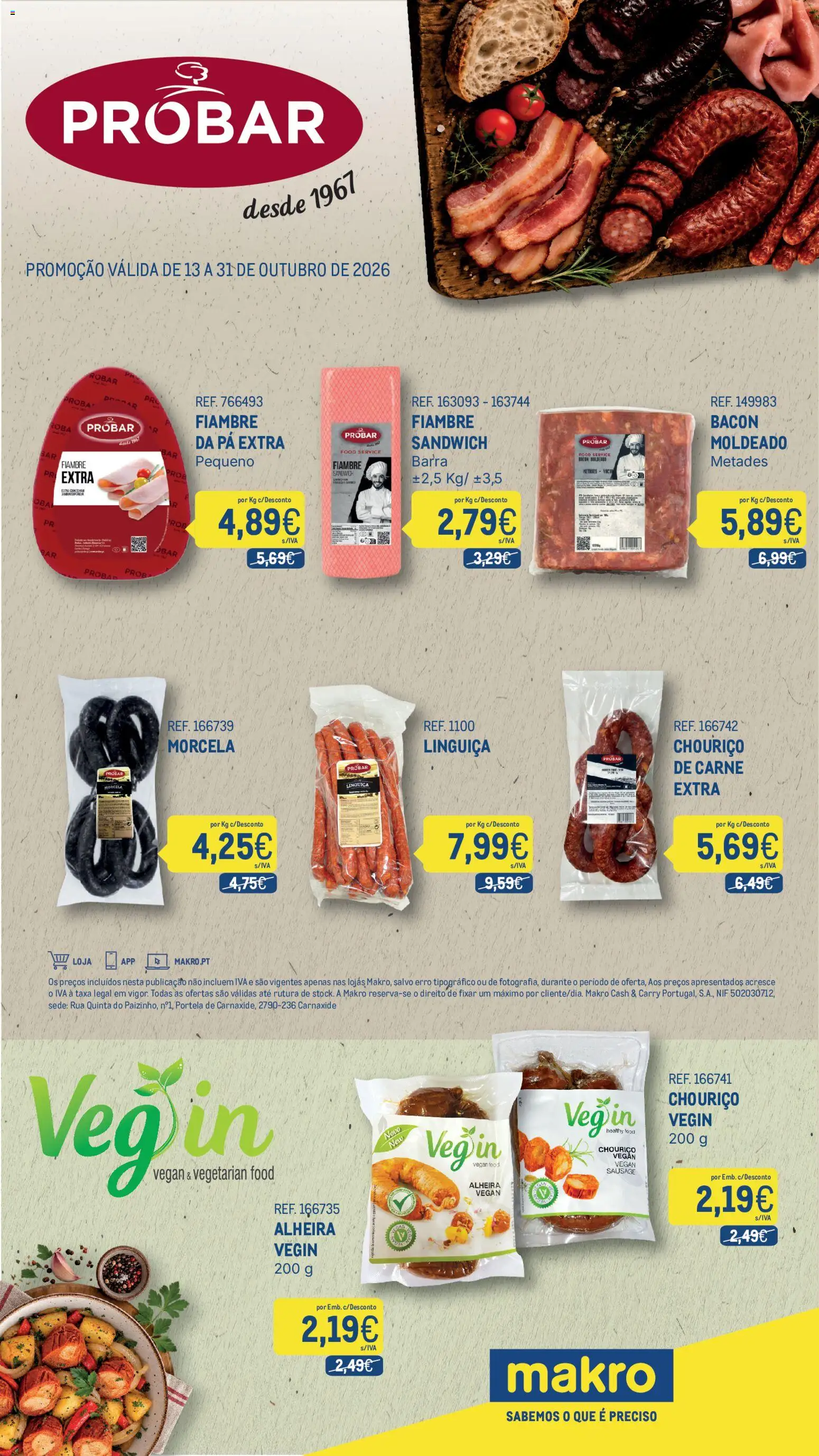 Pré-visualização do folheto da loja Makro válida a partir de 13/10/2026 - Alheira, Pá, Carne, Fiambre, Chouriço, Bacon, Linguiça