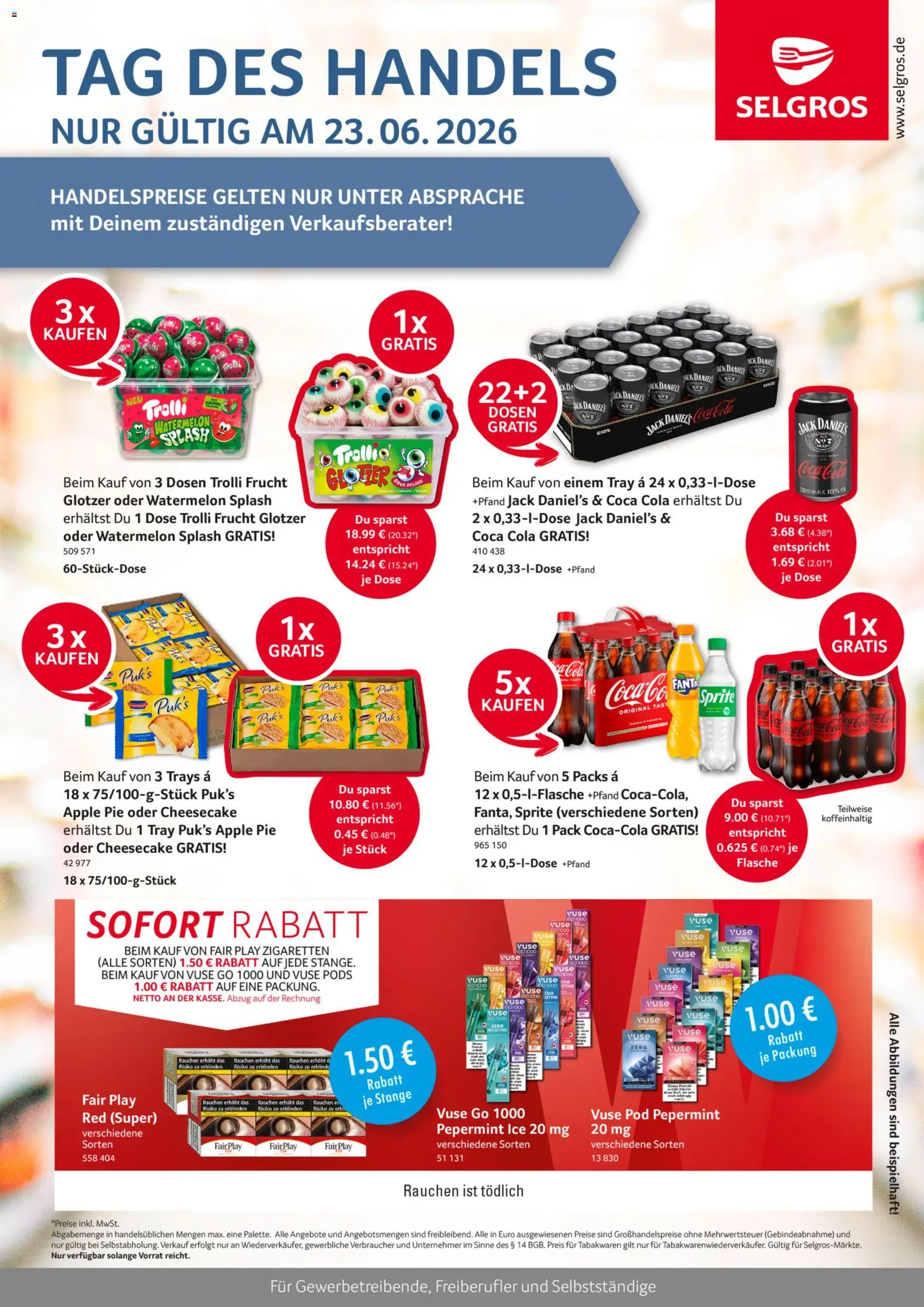 Vorschau von dem Prospekt des Geschäftes Selgros, gültig ab dem 23.06.2026 - Apple, Coca cola, Cola, Fanta, Sprite, Jack Daniel's