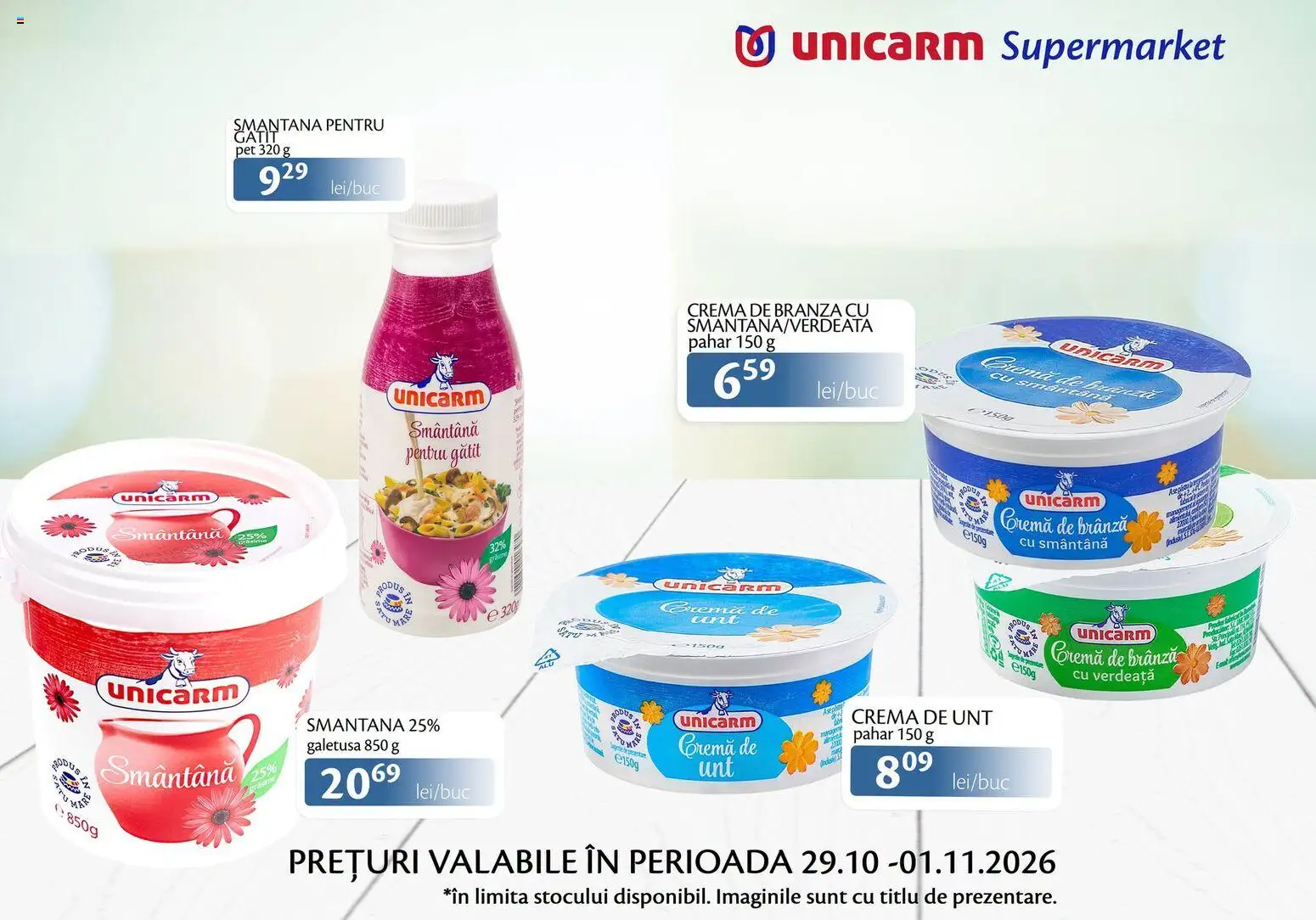 Previzualizarea de cataloage: Unicarm Unicarm Catalog Produse lactate valabil de la 29.10.2026 - Brânză, Unt, Cremă, Smântână, Verdeață, Cremă de brânză