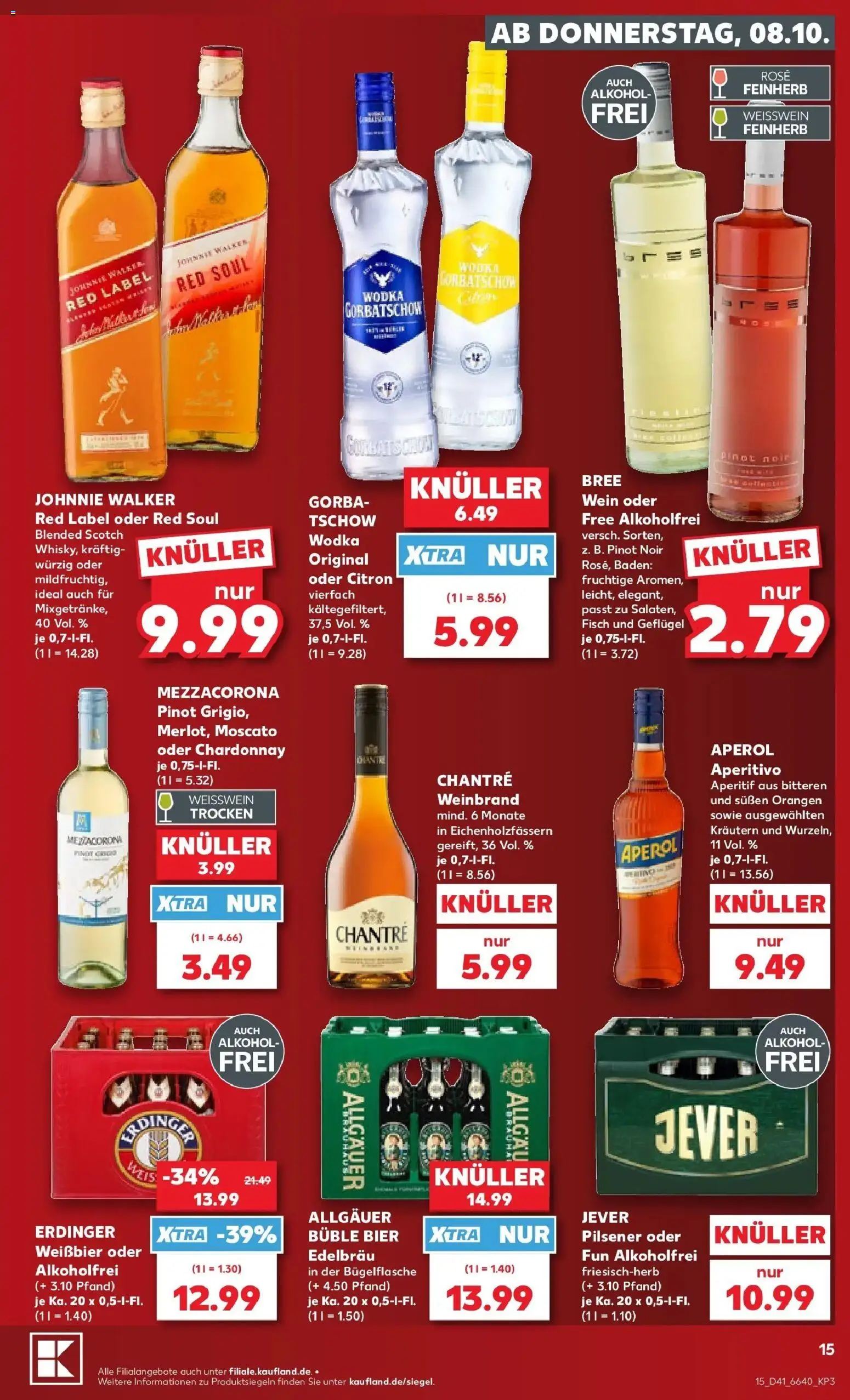Vorschau von dem Prospekt des Geschäftes Kaufland, gültig ab dem 08.10.2026 - Bier, Fisch, Wein, Alkohol, Jever, Wodka, Wodka gorbatschow, Weißbier