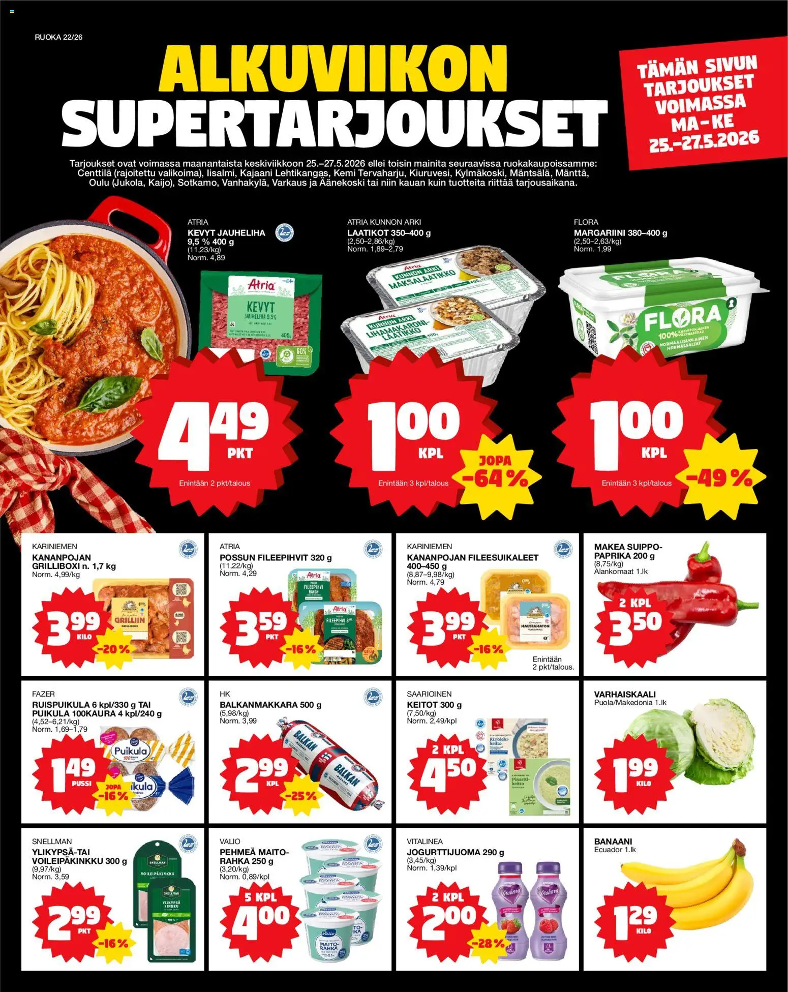Kaupan Tokmanni Tokmanni ruokatarjoukset esikatselu, voimassa 25/05/2026
