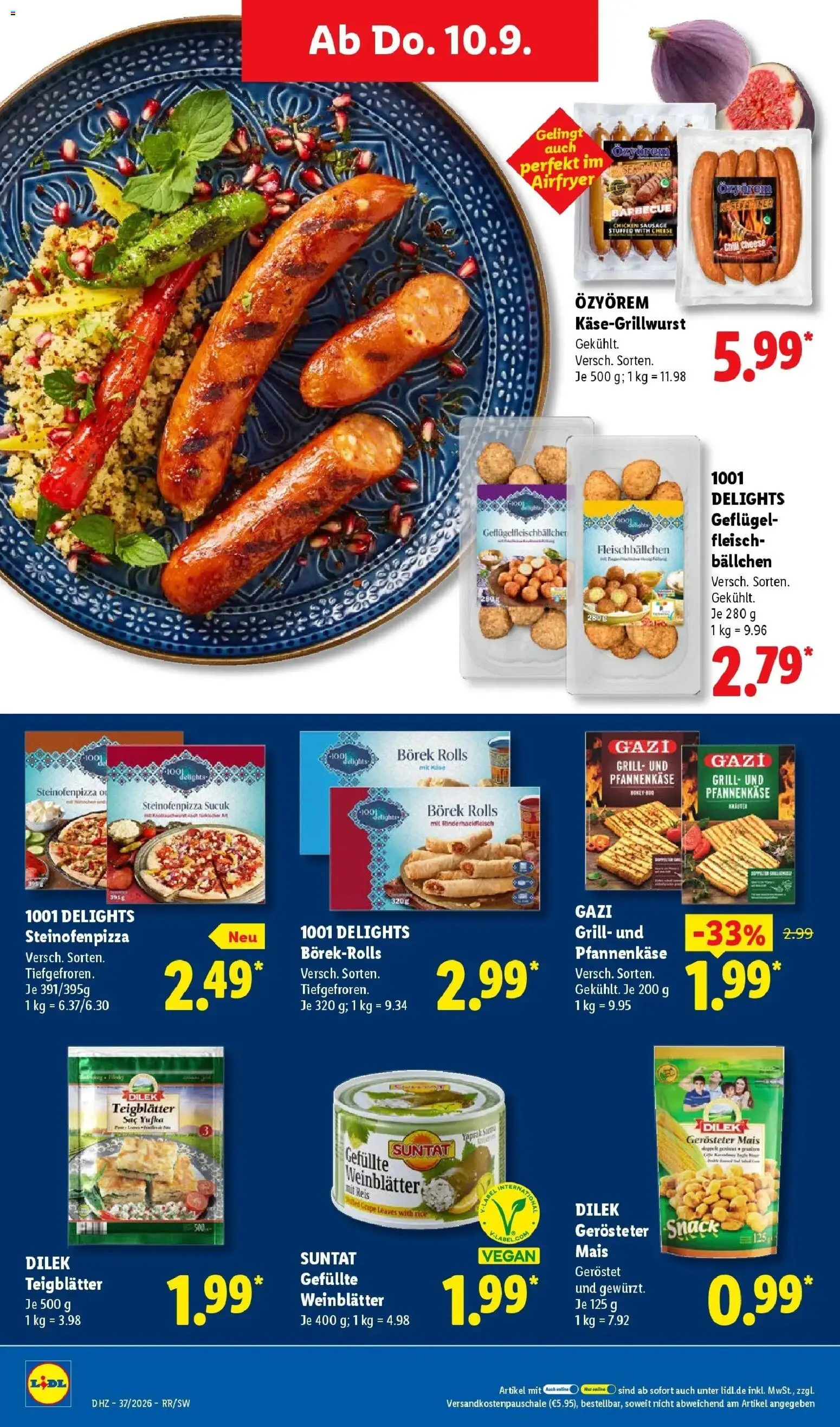 Vorschau von dem Prospekt des Geschäftes Lidl, gültig ab dem 07.09.2026 - Pizza, Grill, Fleisch, Reis, Mais, Chili