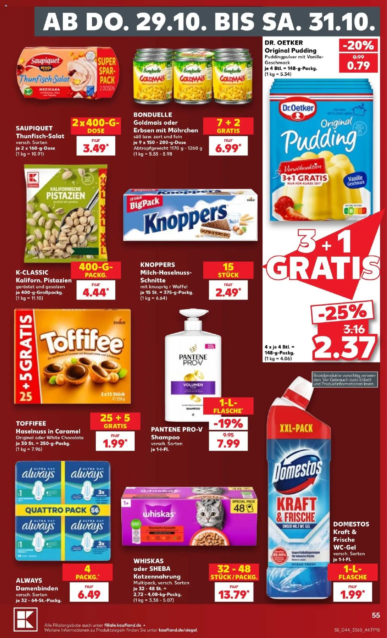 Vorschau von dem Prospekt des Geschäftes Kaufland, gültig ab dem 26.10.2026 - Salat, Thunfisch, Toffifee, Shampoo, Pudding, Knoppers, Vanille, Whiskas