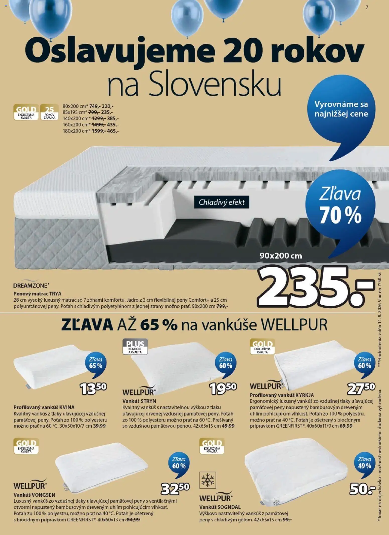 Náhľad JYSK letáku platného od 07.10.2026 - Matrac, Vankúš, Vankúše