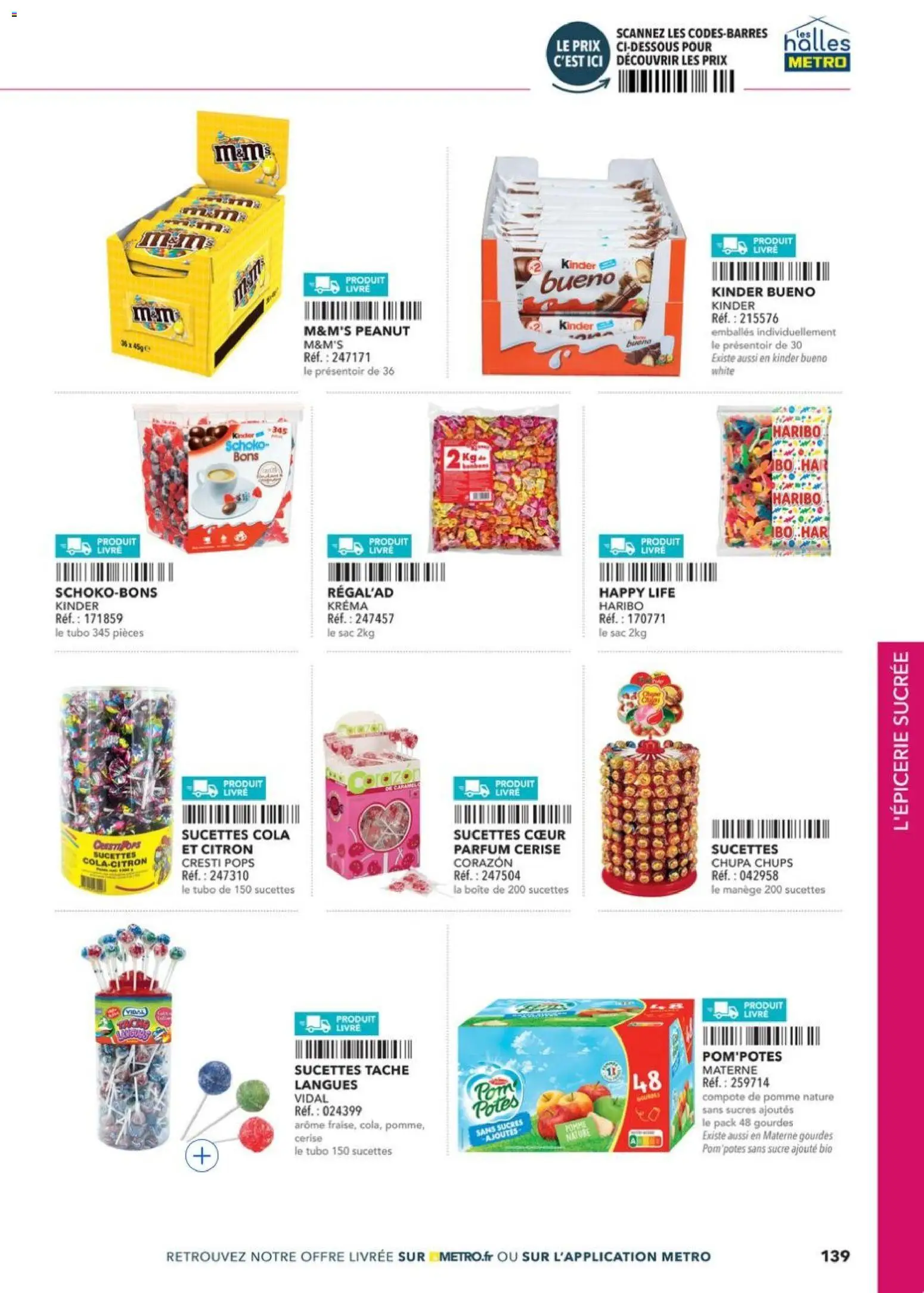 Prévisualisation de METRO - Restauration rapide du magasin METRO formulaire valide 14/04/2026 - Pomme, Kinder Bueno, Citron, Sucre, Compote de pomme, Sucettes, Chupa Chups, Pom'potes