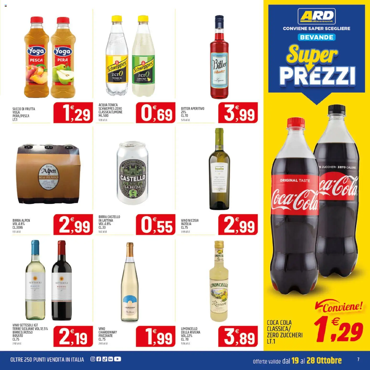 Anteprima dell'opuscolo ARD Discount volantino Sardegna dal negozio ARD Discount valido da 19/10/2026 - Acqua, Vino, Coca Cola, Limone, Limoncello, Acqua tonica, Succo, Bevande