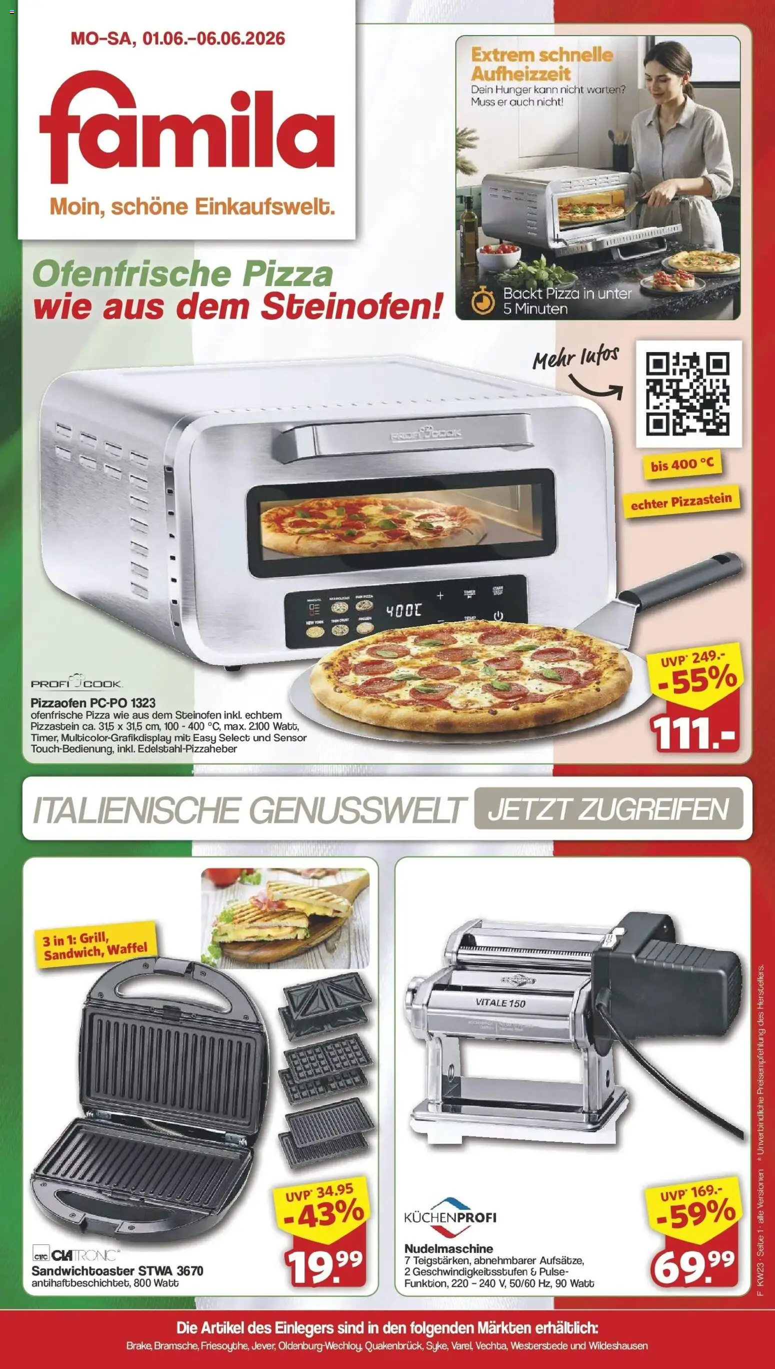 Vorschau von dem Prospekt des Geschäftes Famila Nordwest, gültig ab dem 01.06.2026 - Pizza, Ofenfrische