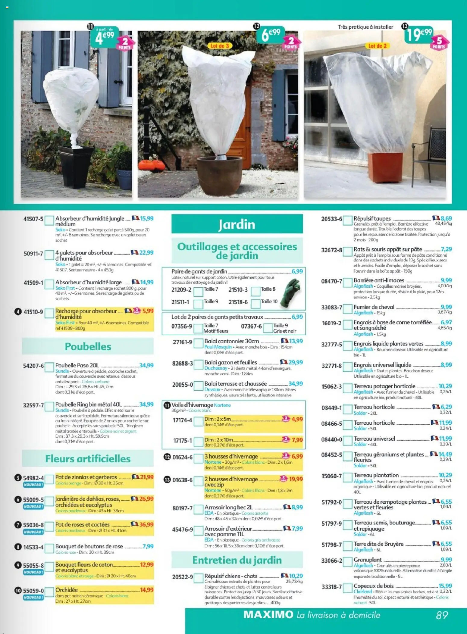 Prévisualisation de Maximo catalogue epicerie du magasin Maximo formulaire valide 26/10/2026 - Fleurs, Orchidée, Bruyère, Engrais, Base, Copeaux de bois, Plantes vertes, Voile d'hivernage