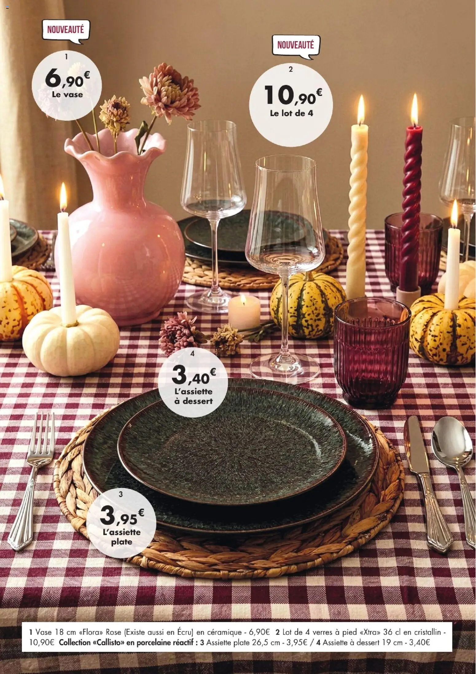 Prévisualisation de E.Leclerc La table d'automne 2026 du magasin E.Leclerc formulaire valide 01/09/2026 - Dessert, Assiette, Vase, Verres, Porcelaine