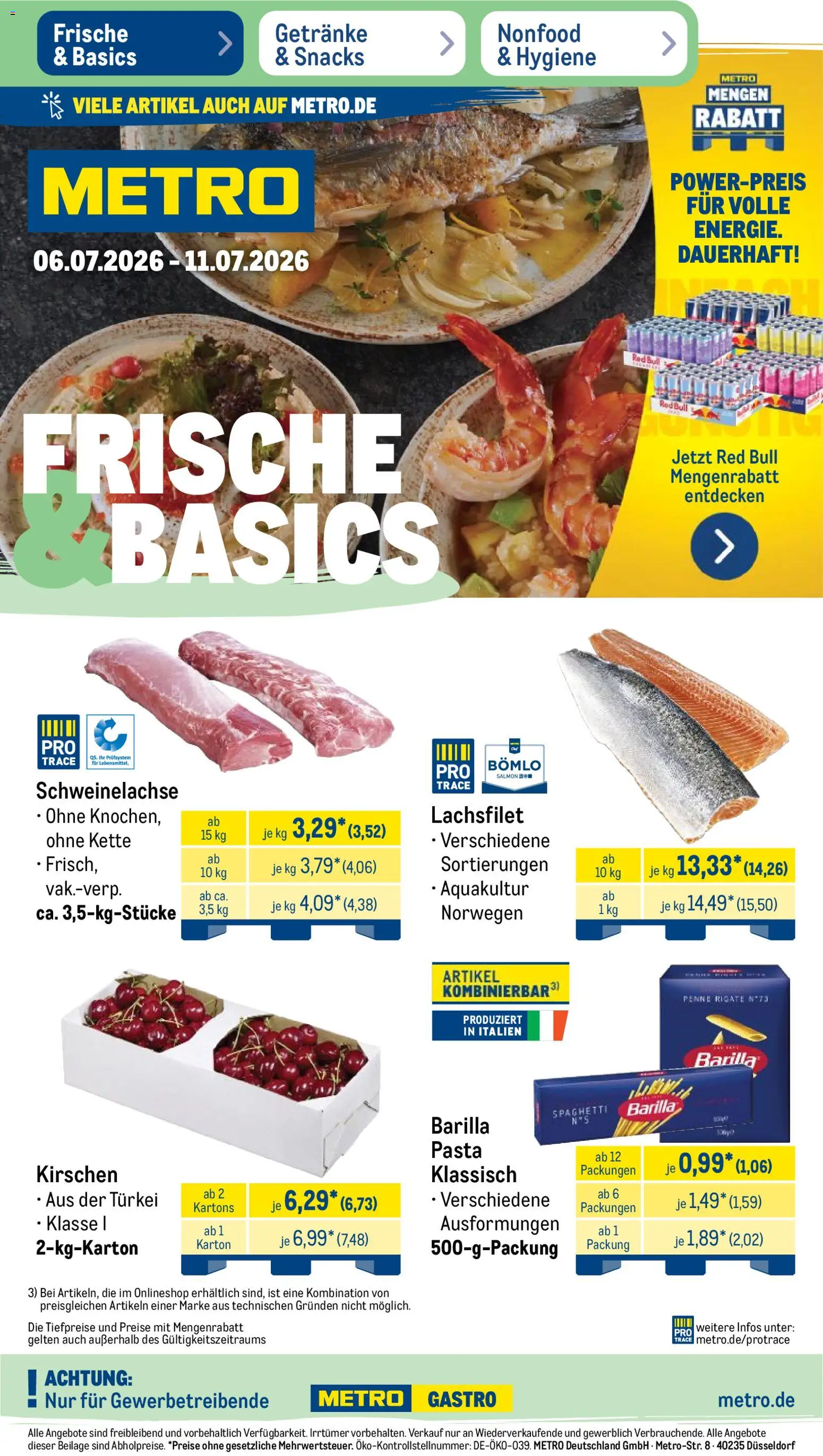 Vorschau von dem Prospekt des Geschäftes Metro, gültig ab dem 06.07.2026 - Red bull, Pasta, Spaghetti, Kirschen, Barilla