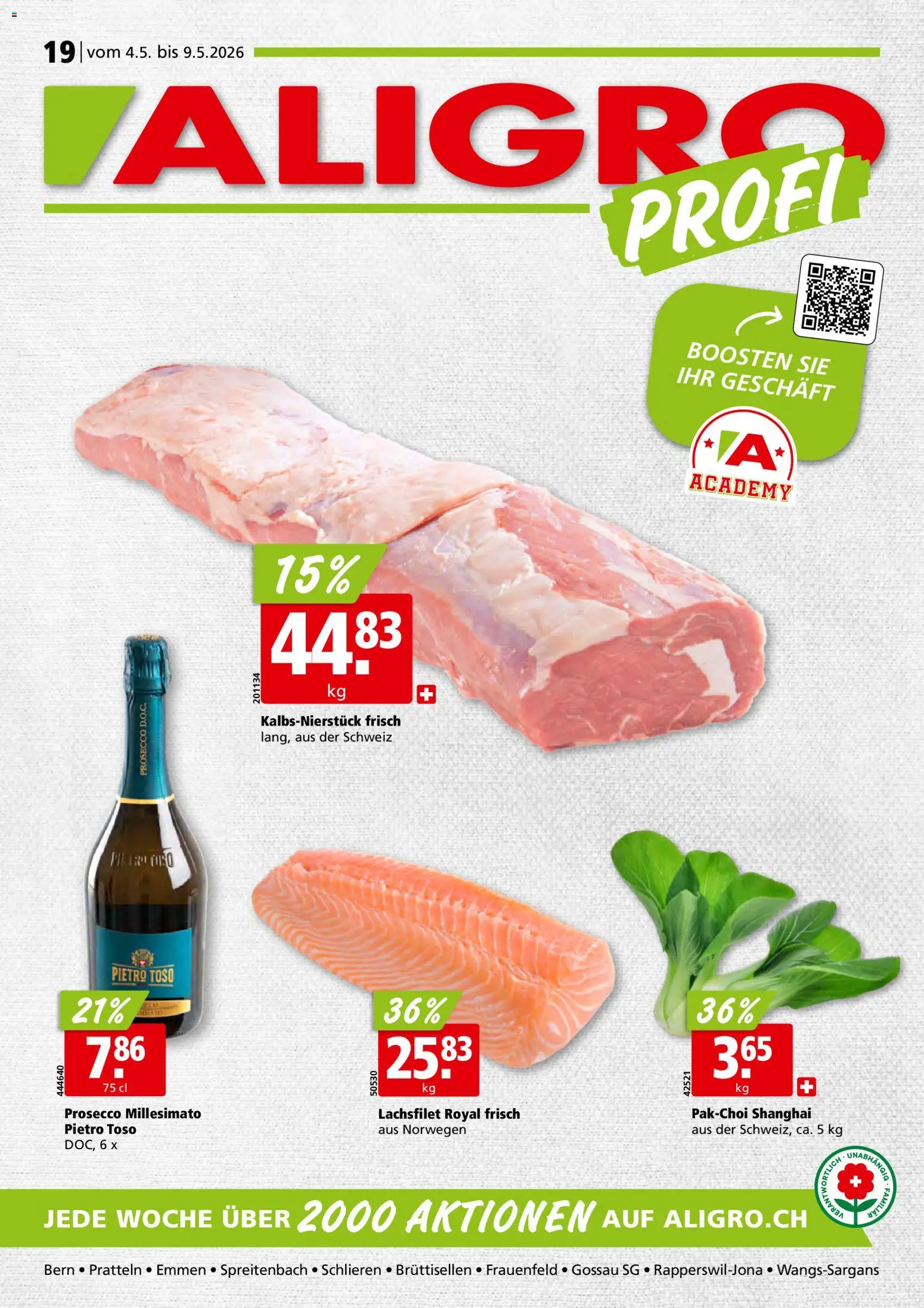 Vorschau des Merkblatts Aligro aktionen Schlieren, Gossau SG, Frauenfeld, Rapperswil-Jona, Sargans, Bern vom Shop Aligro gültig von 04.05.2026 bis 09.05.2026 - Prosecco